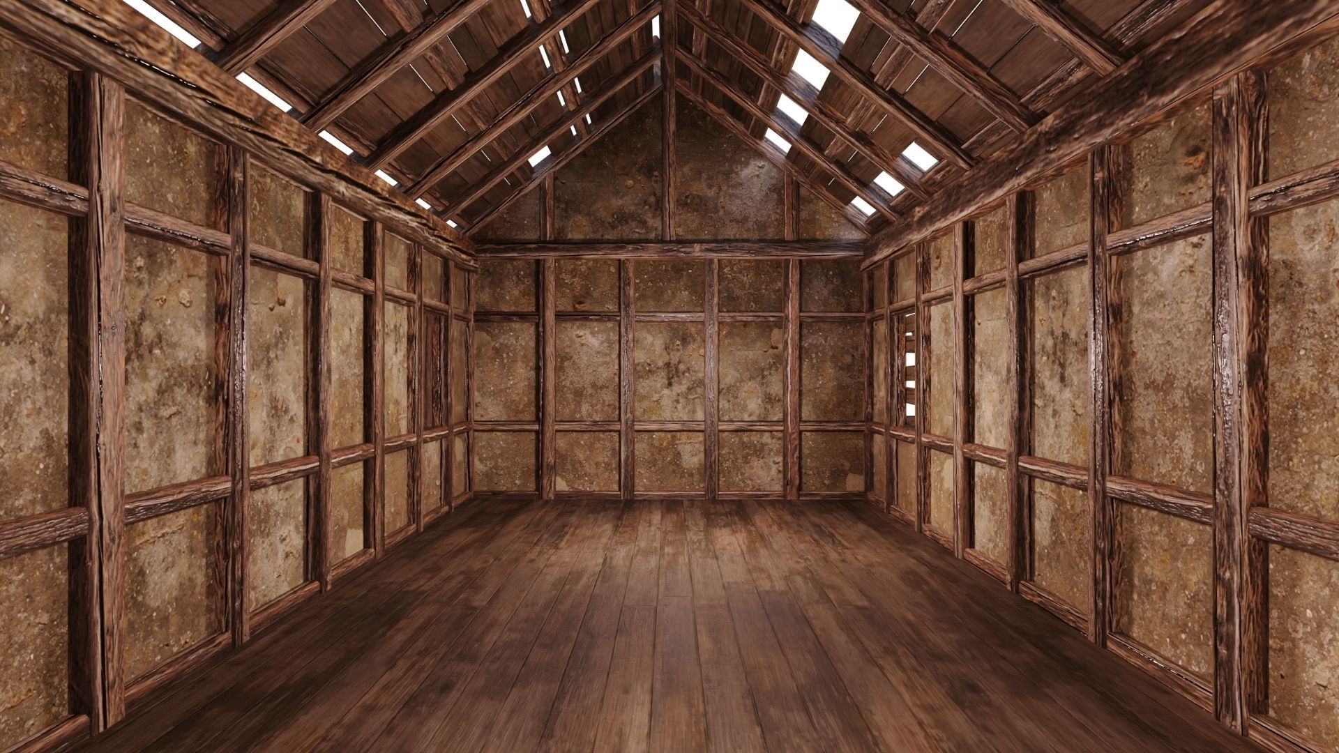 4 Old Medieval Building House Pack 4K Tex GameReady 53 to 56 Low-poly 3D model_10