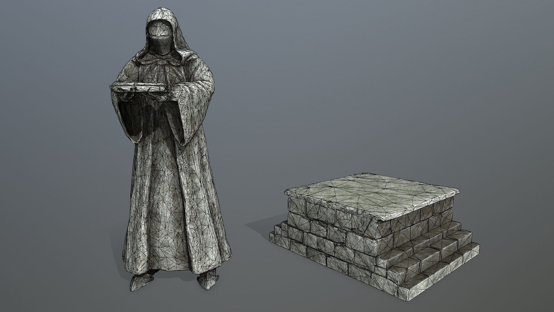 statue 1 lord of rings Low-poly 3D model_9