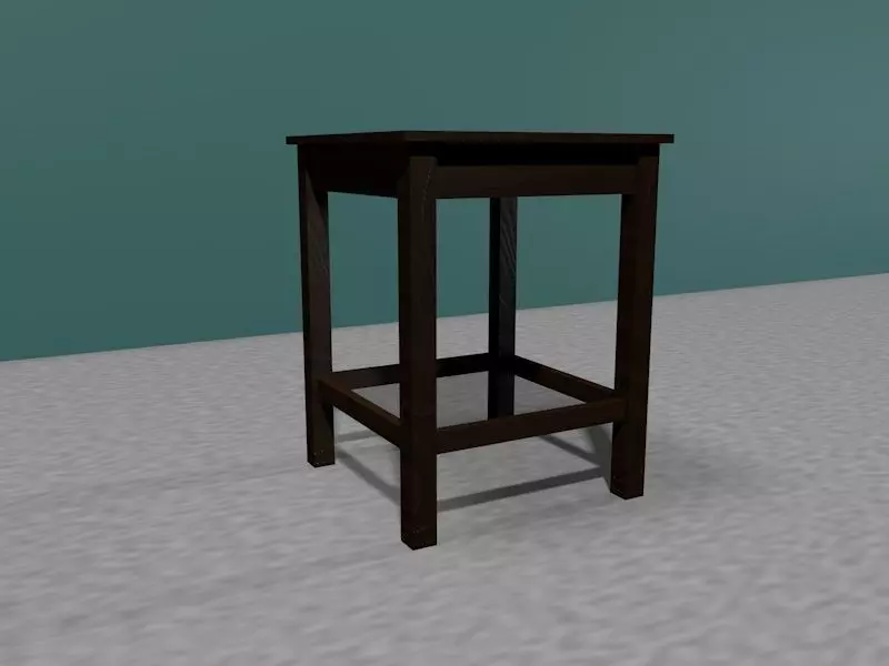 stool table in minecraft world Low-poly 3D model_0