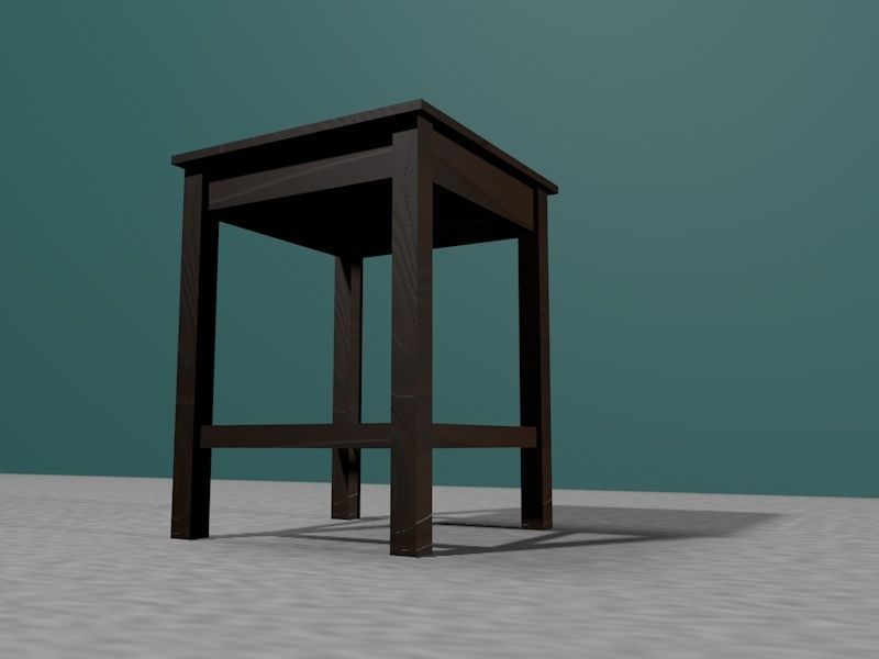 stool table in minecraft world Low-poly 3D model_2