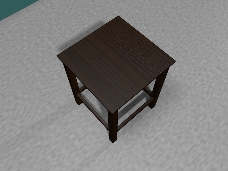 stool table in minecraft world Low-poly 3D model_1