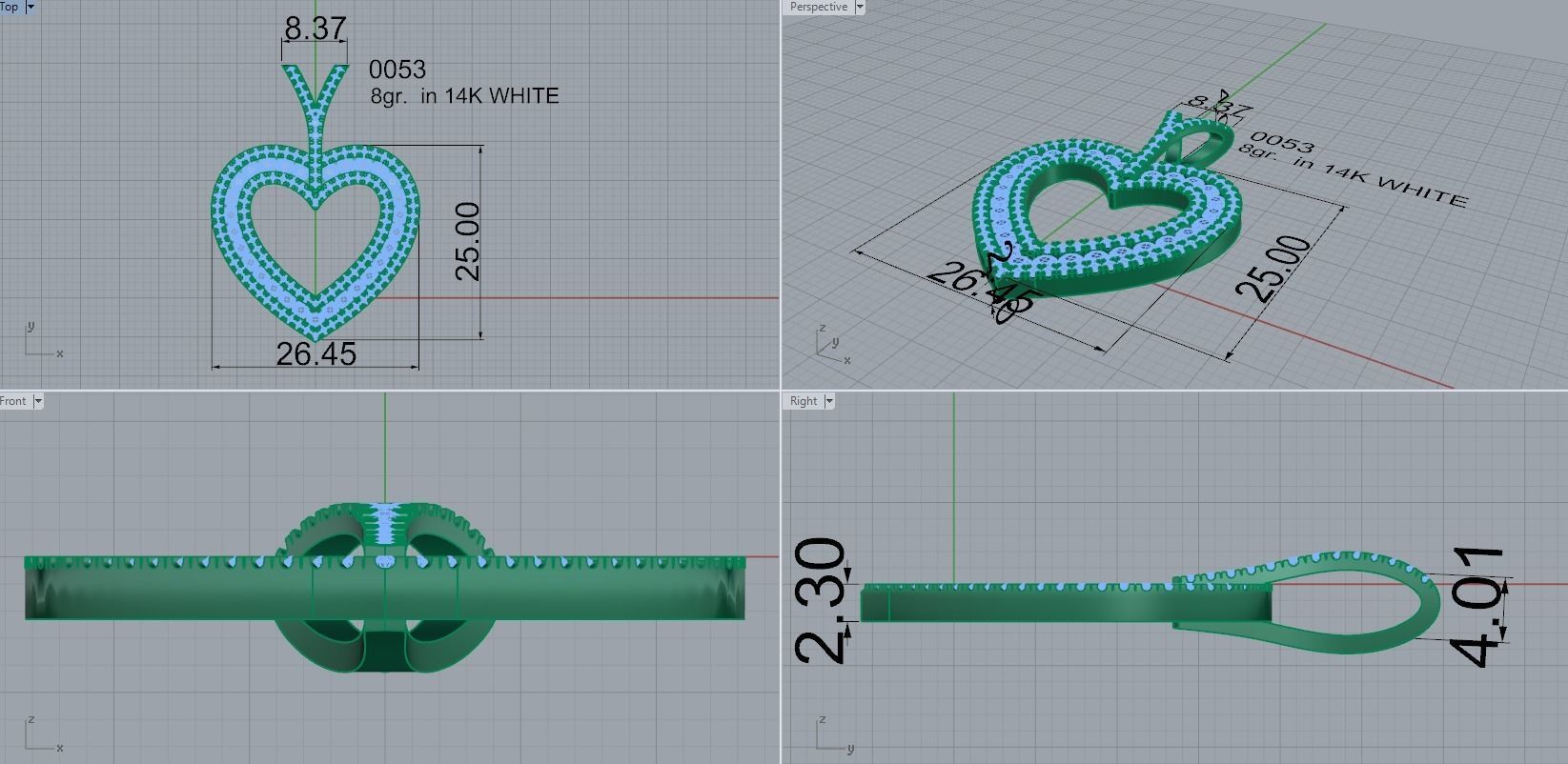 heart pendant 0053 3D print model_4