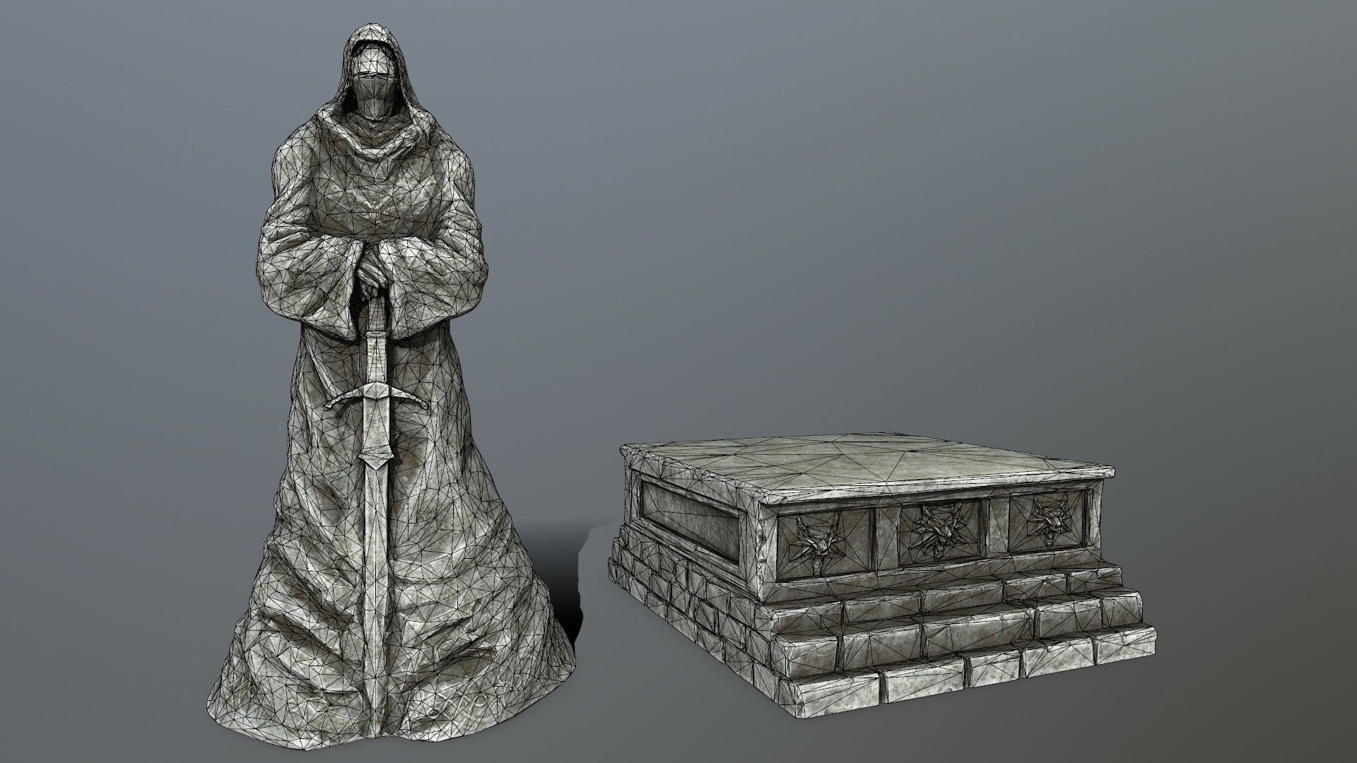 statue 4 lord of rings Low-poly 3D model_9
