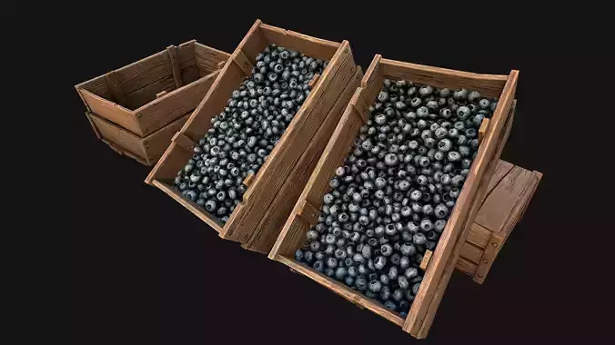 Blueberry Crate Box Low-poly 3D model
