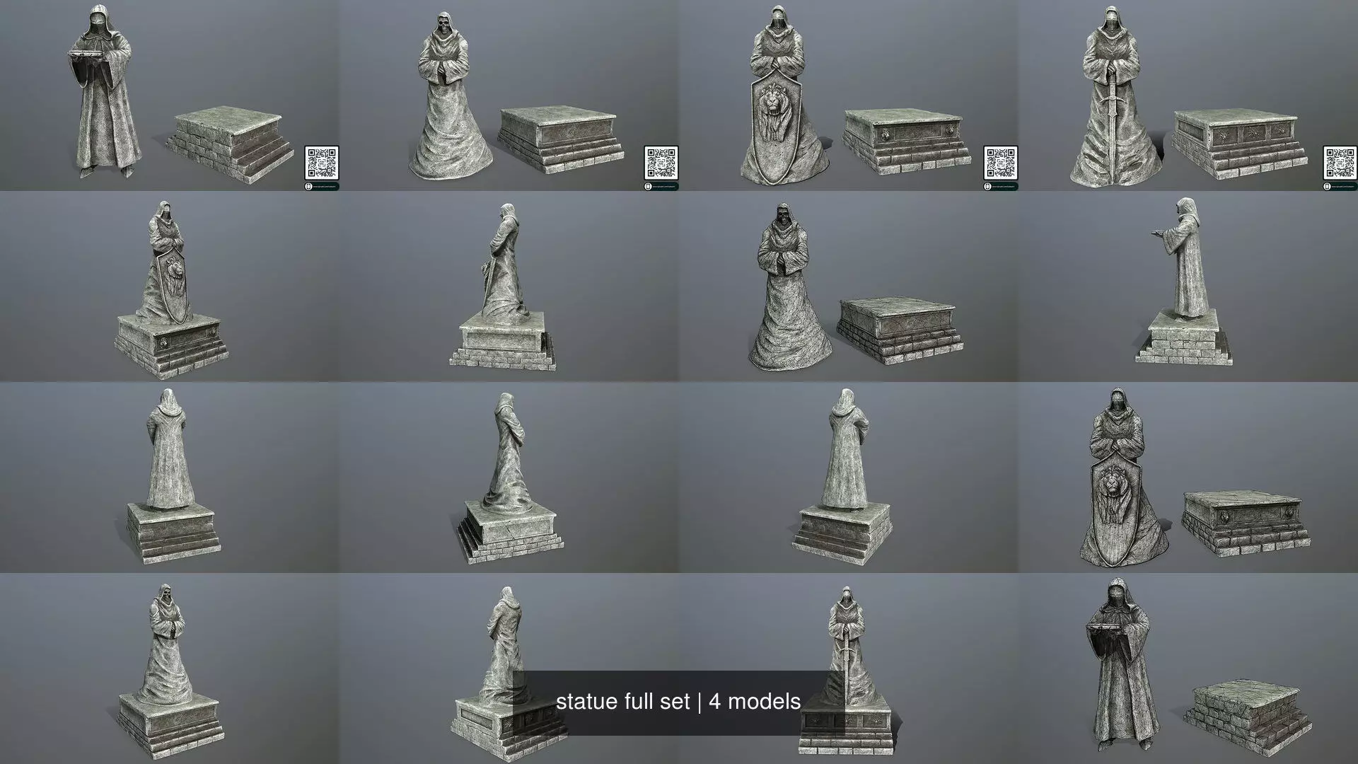 statue full set 3D Model Collection_1