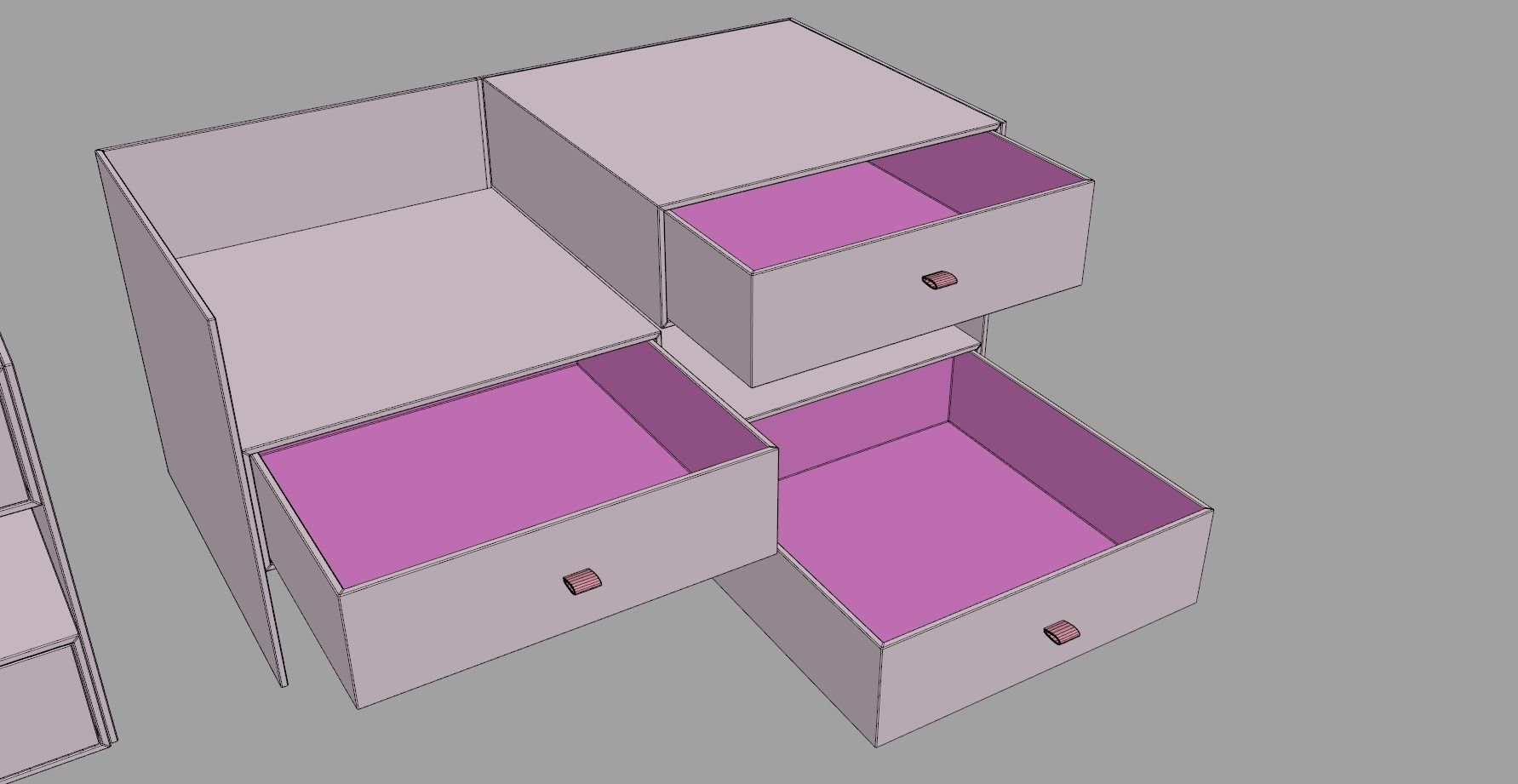 Three Drawers Gift Box 3D model_10