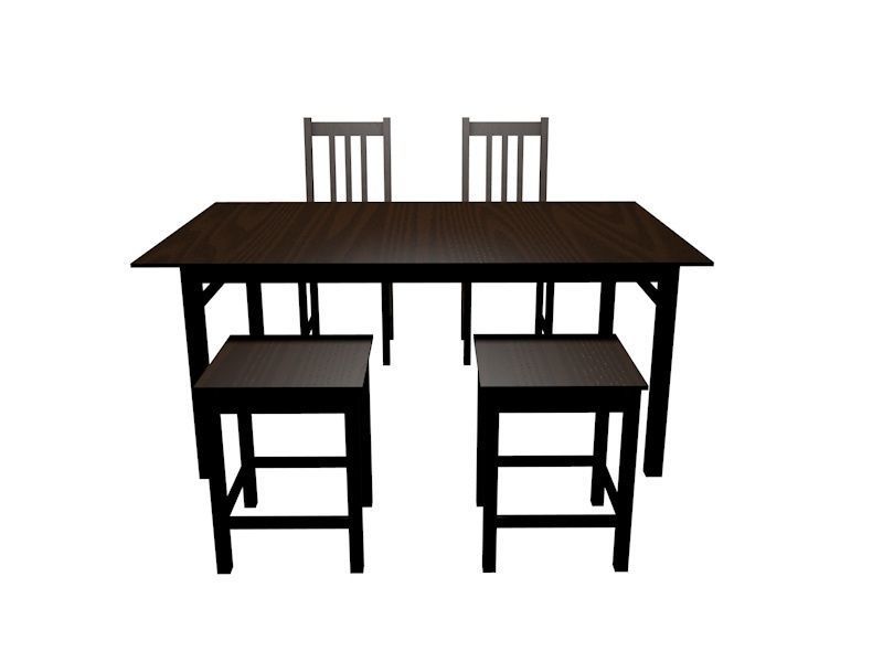 table and chairs 3D model_2
