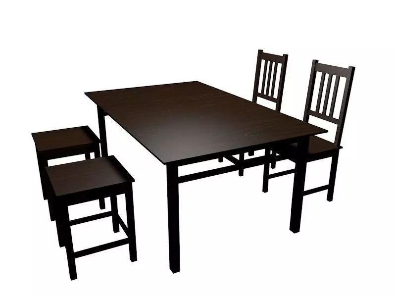 table and chairs 3D model_0