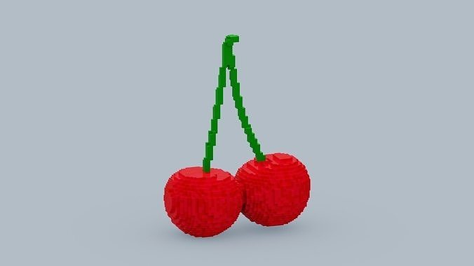 Voxel Cherry Low-poly 3D model