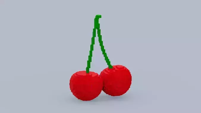 Voxel Cherry Low-poly 3D model Voxel Cherry Low-poly 3D model