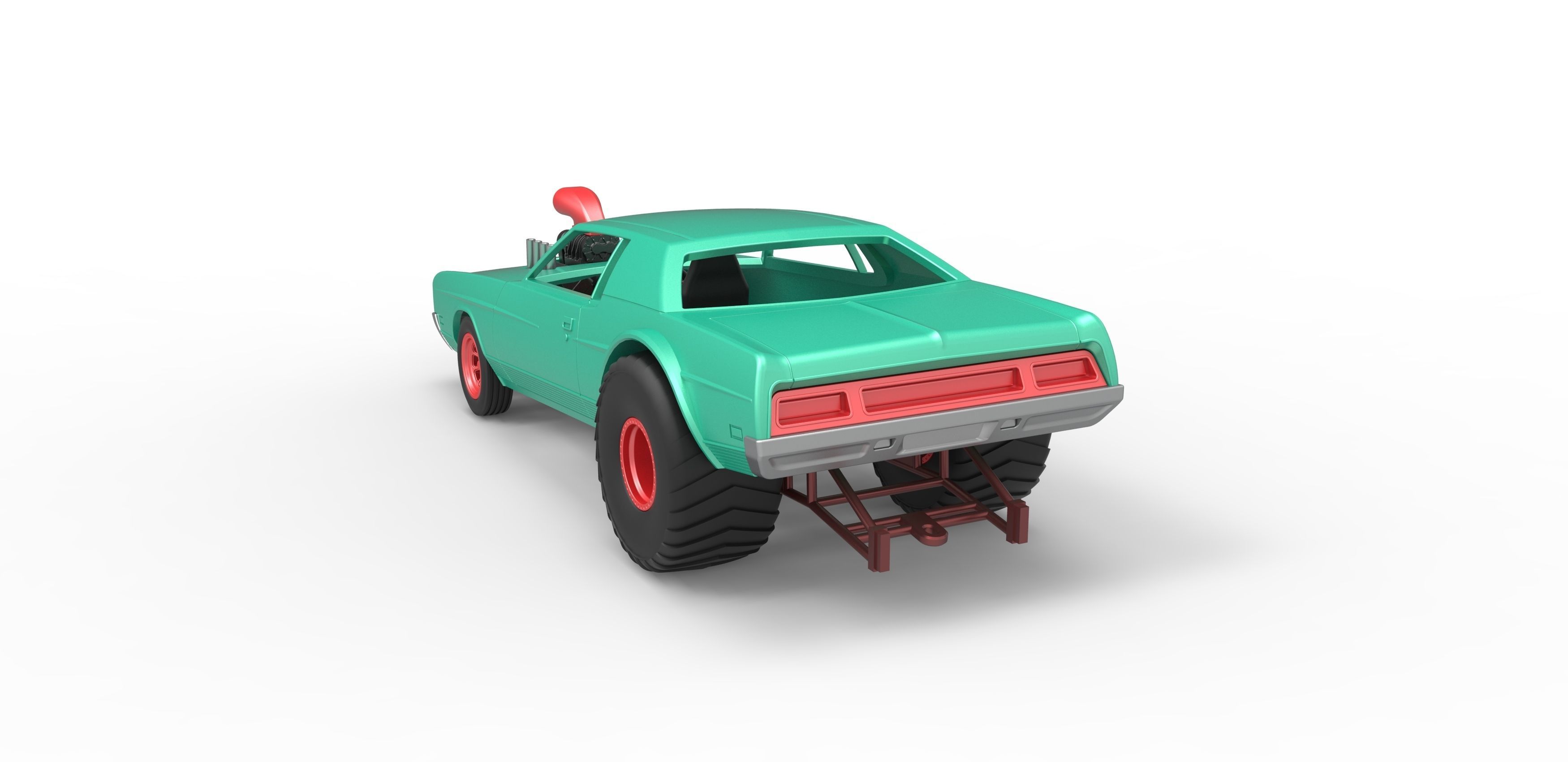 Pulling truck 2wd with Car shell Scale 1 to 25 3D print model_11