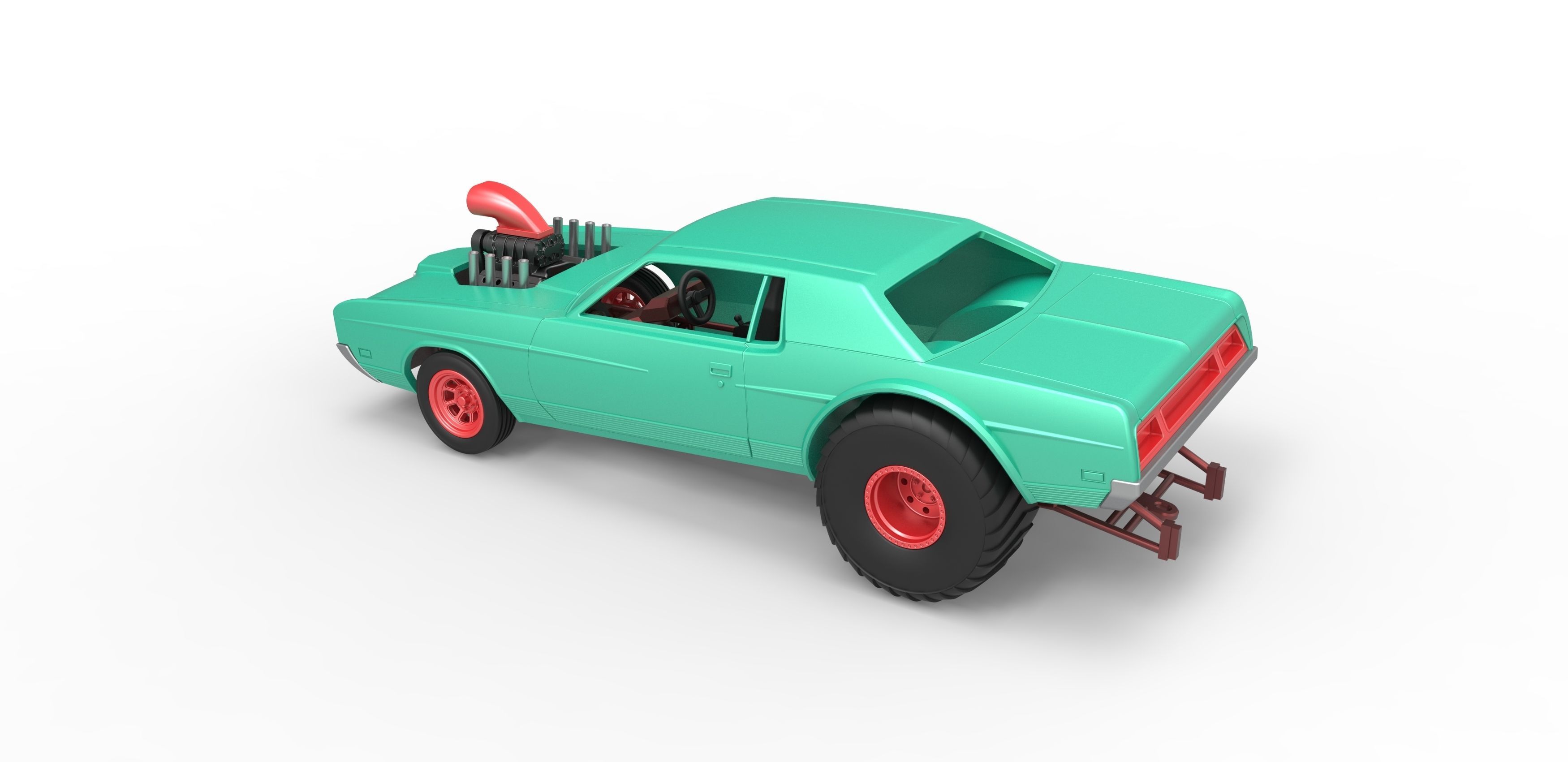 Pulling truck 2wd with Car shell Scale 1 to 25 3D print model_10