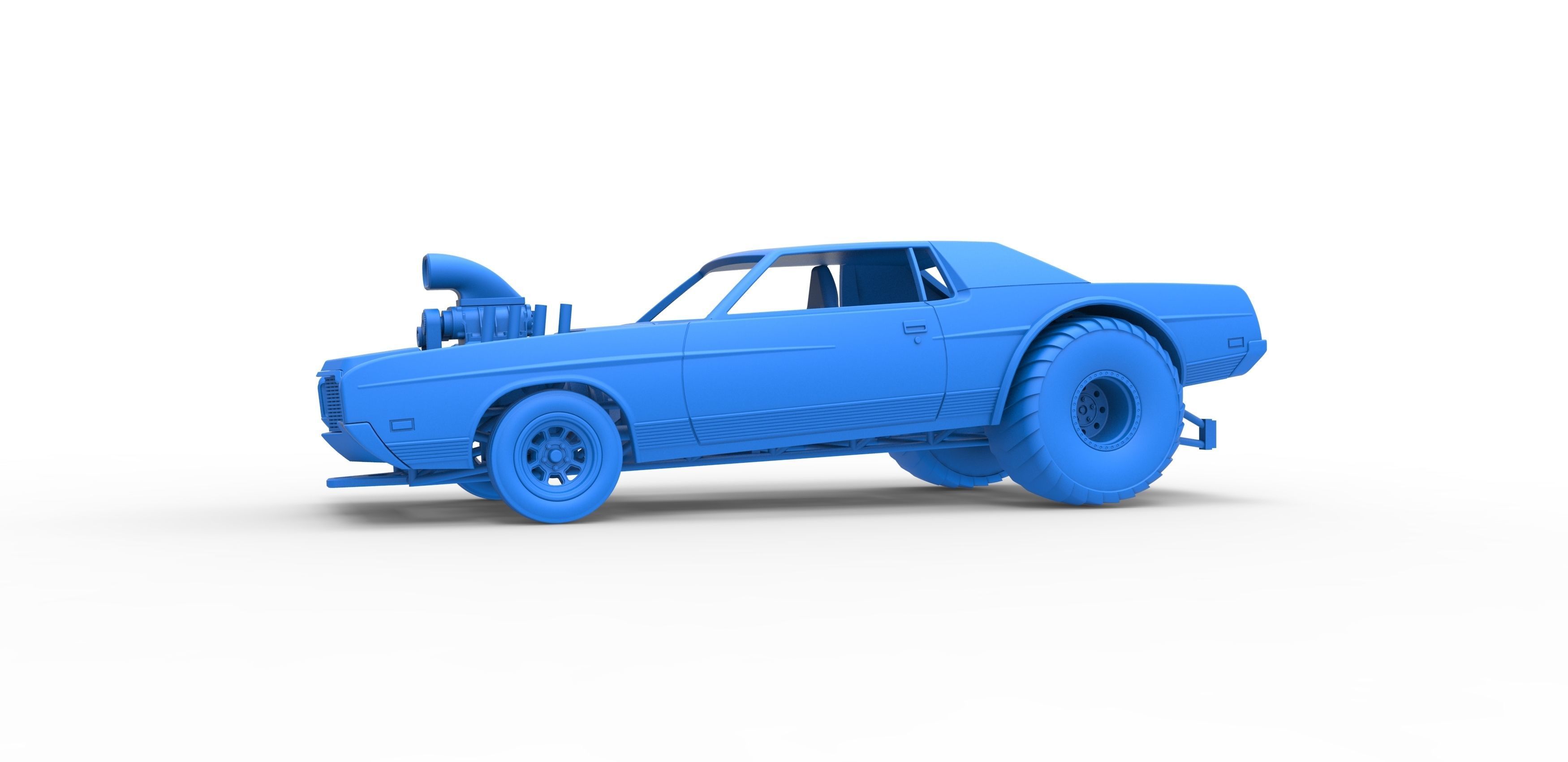 Pulling truck 2wd with Car shell Scale 1 to 25 3D print model_15