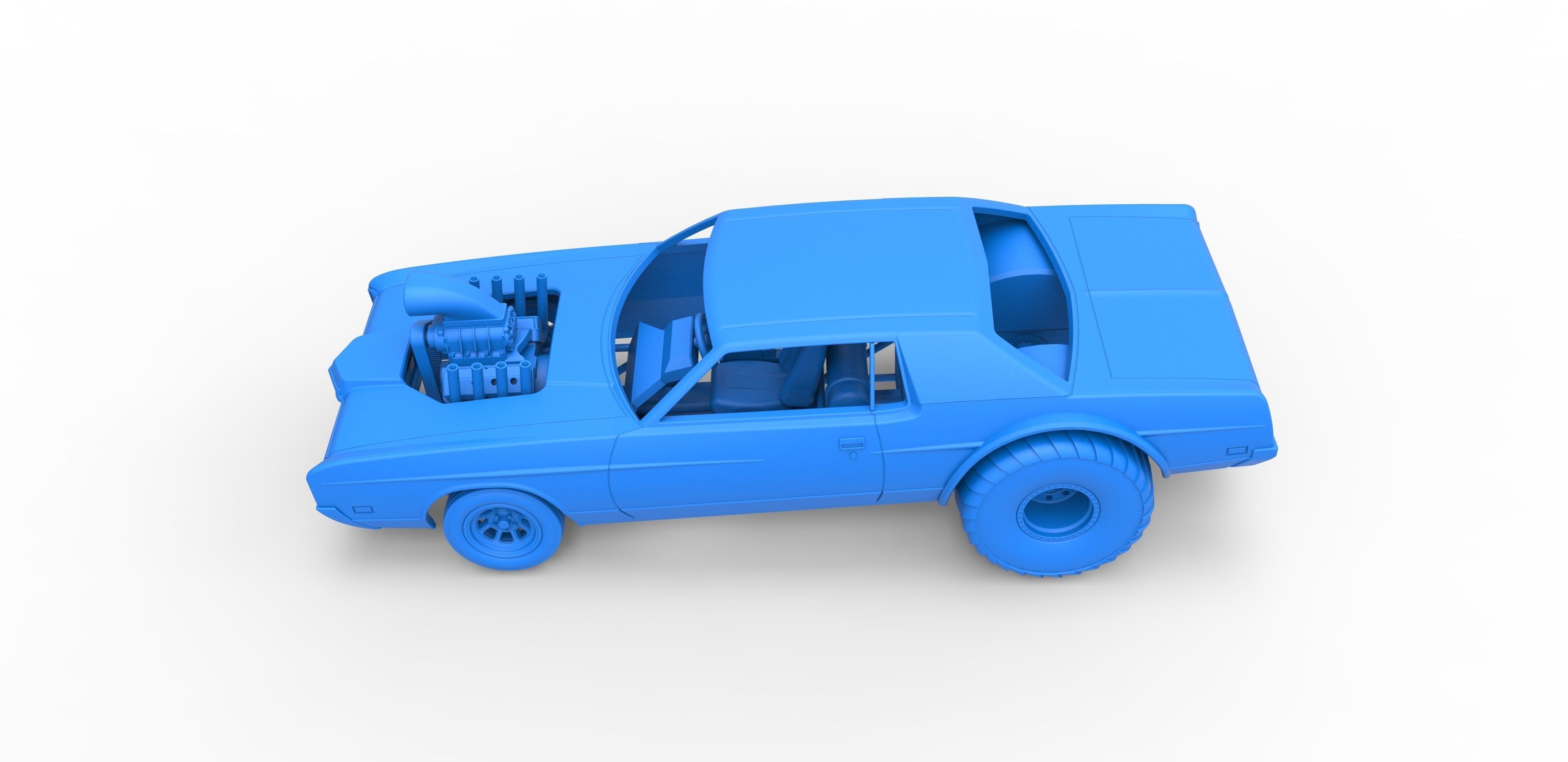 Pulling truck 2wd with Car shell Scale 1 to 25 3D print model_21