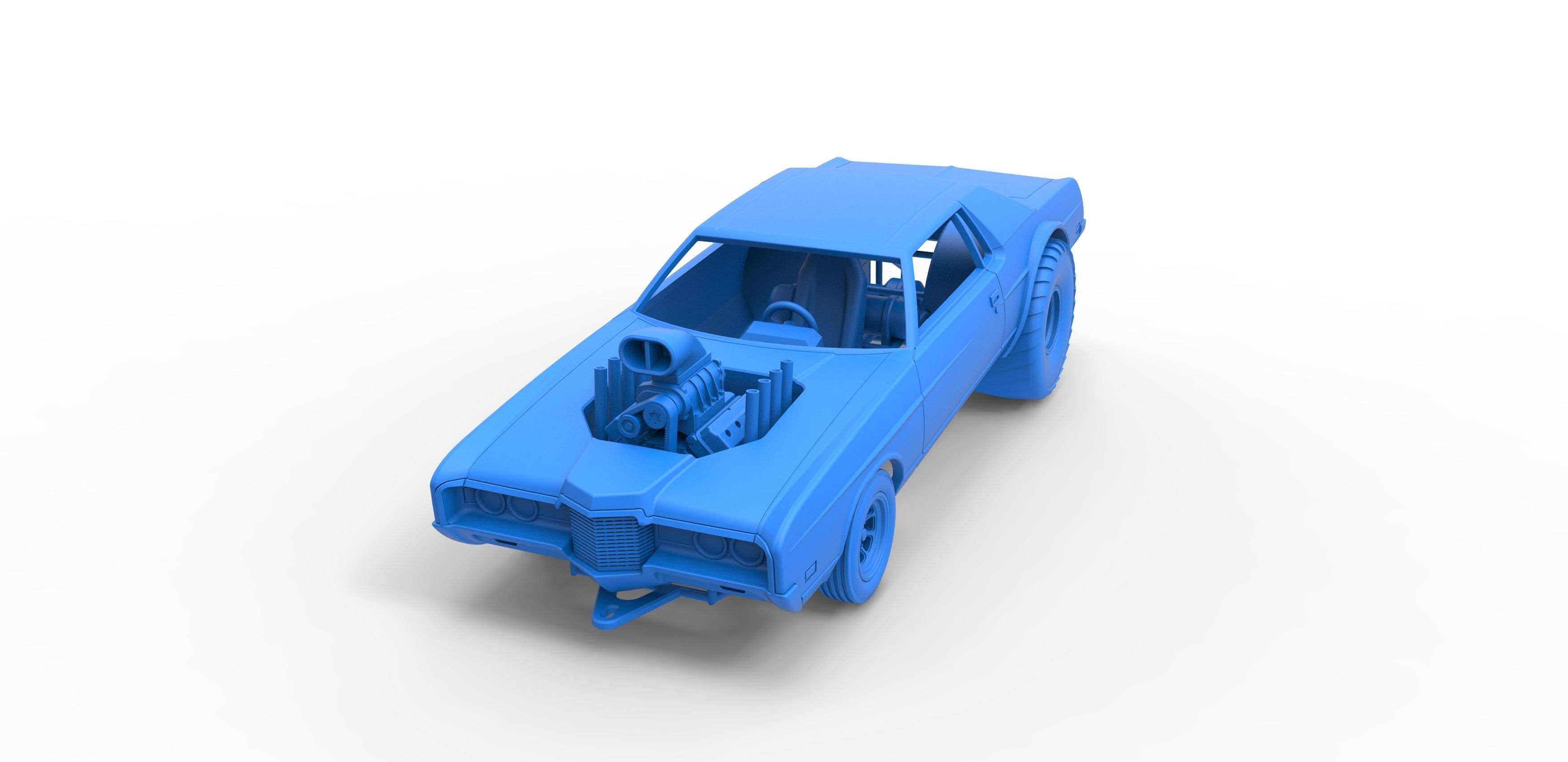 Pulling truck 2wd with Car shell Scale 1 to 25 3D print model_16
