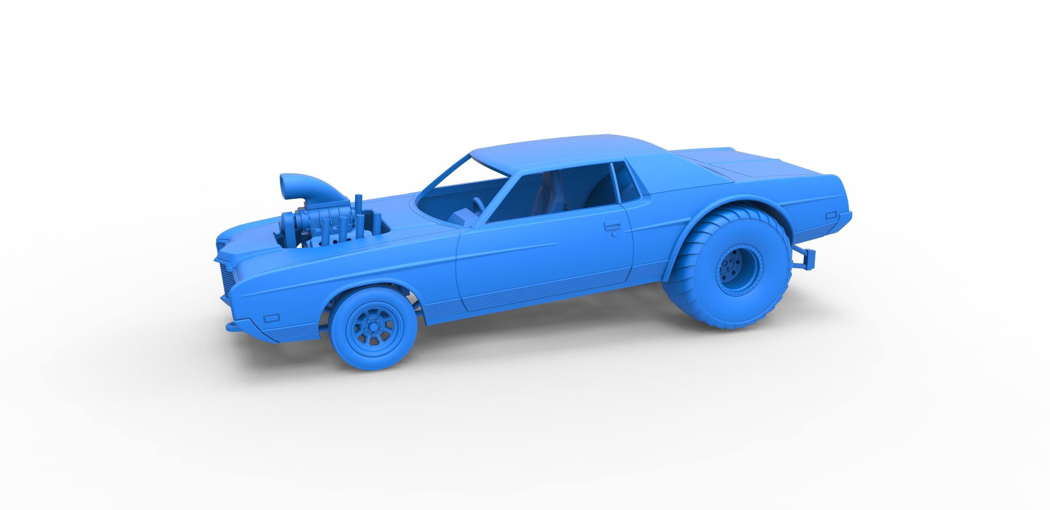 Pulling truck 2wd with Car shell Scale 1 to 25 3D print model_14