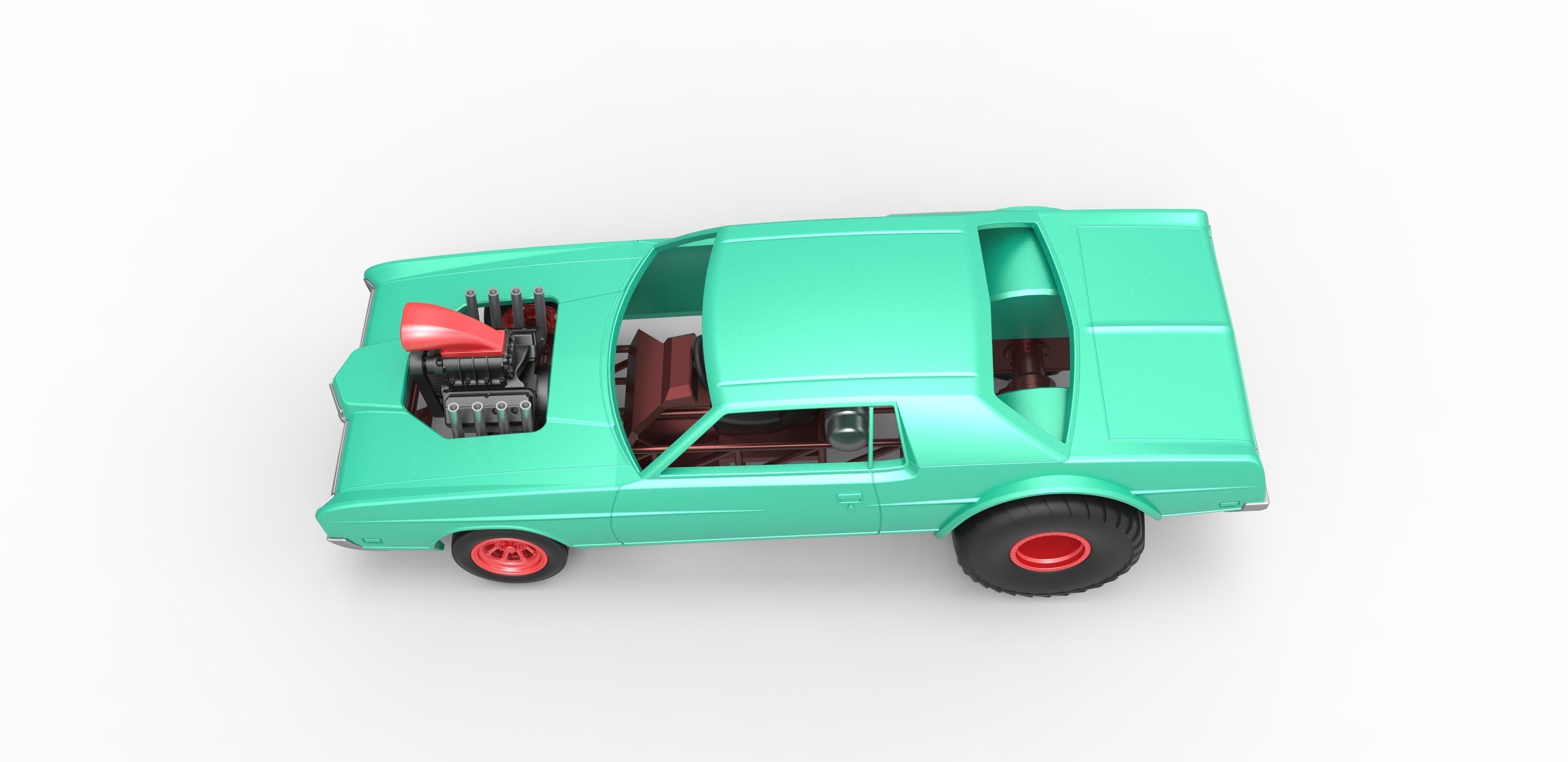 Pulling truck 2wd with Car shell Scale 1 to 25 3D print model_8
