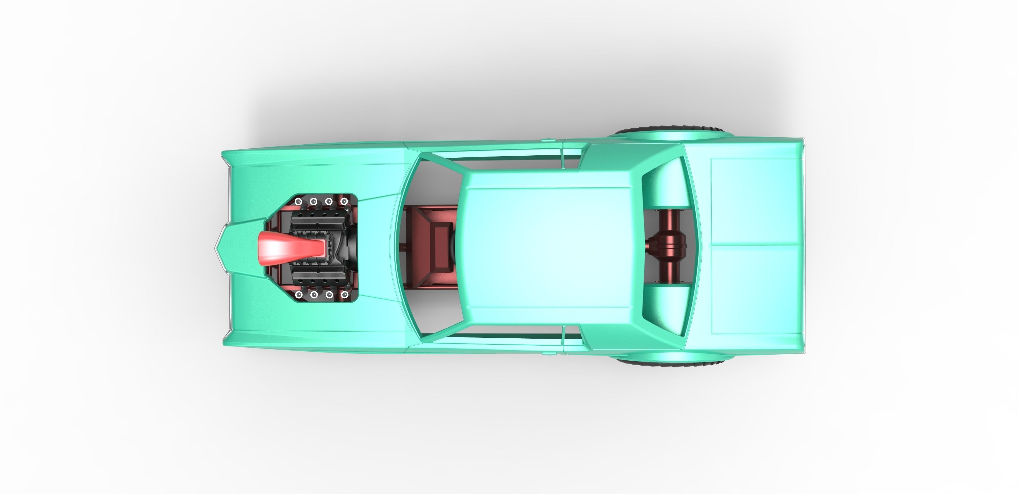Pulling truck 2wd with Car shell Scale 1 to 25 3D print model_9