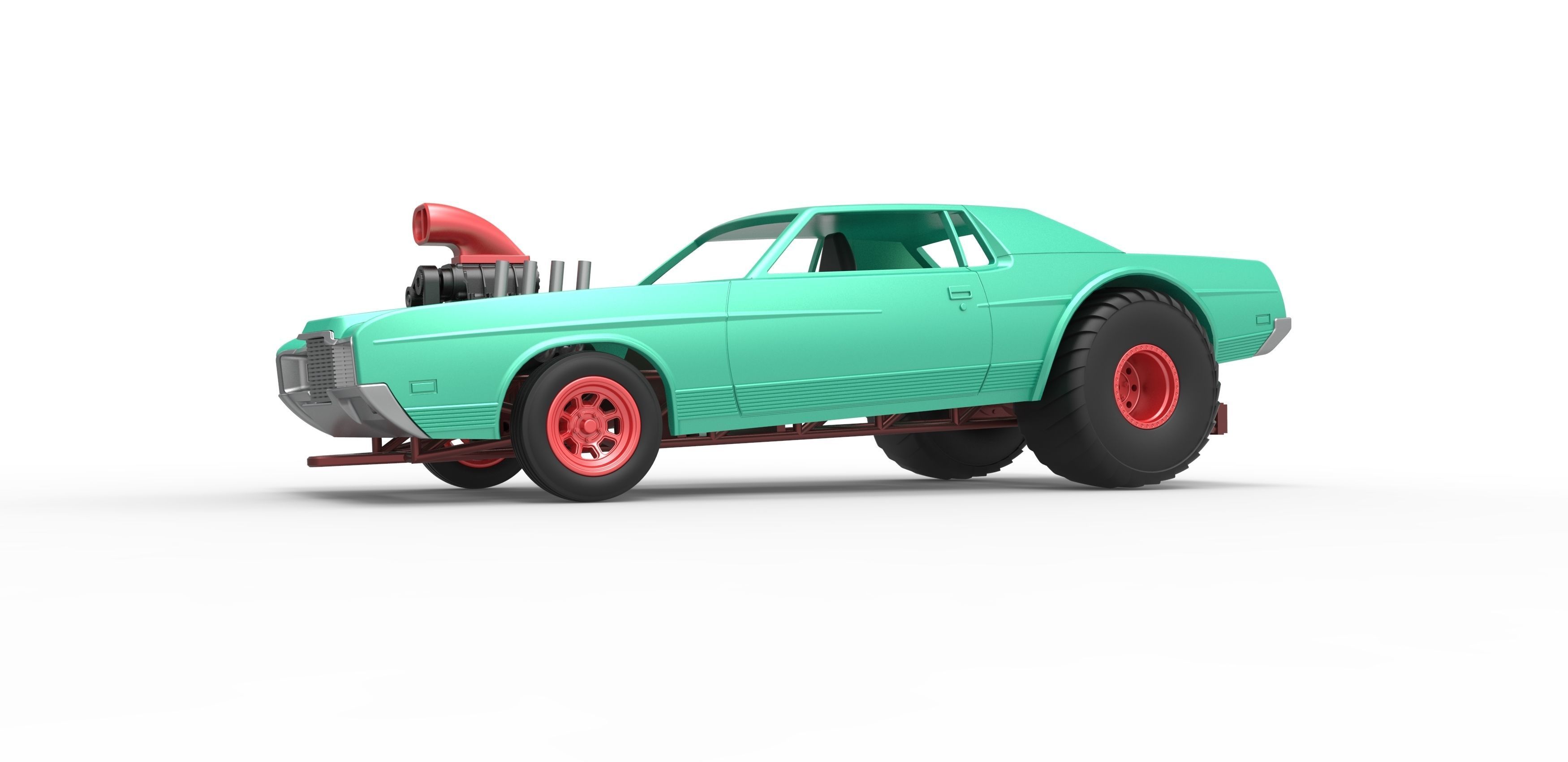 Pulling truck 2wd with Car shell Scale 1 to 25 3D print model_2