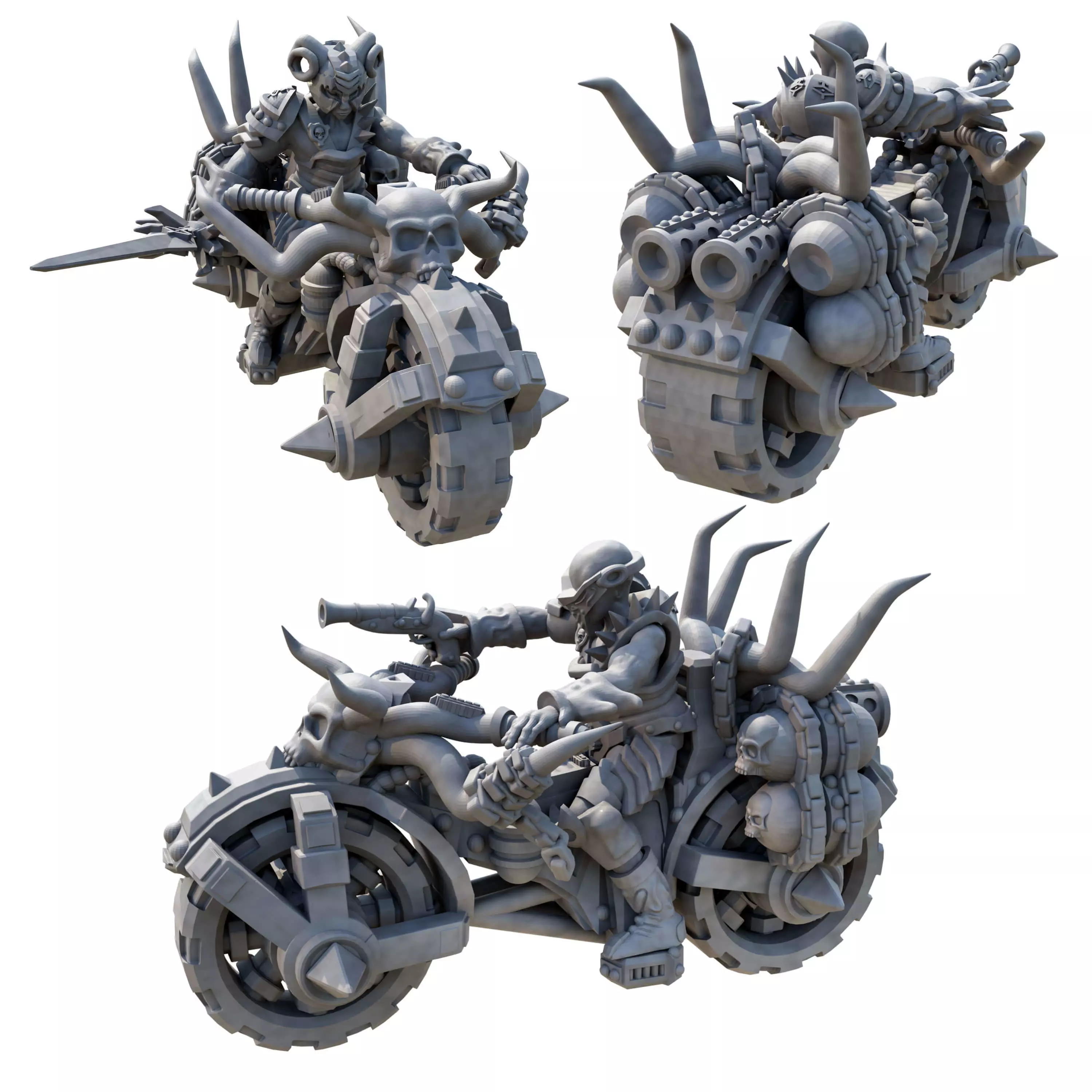 Infernal War Bikes and Foot Soldiers Fantasy Resin Mini 3D print model_0