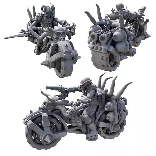 Infernal War Bikes and Foot Soldiers Fantasy Resin Mini 3D print model