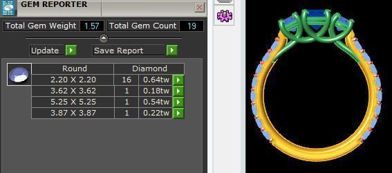 Golden Diamond Wedding Set 3D print model_1