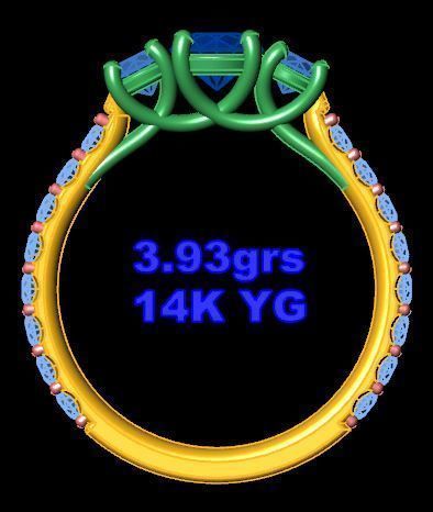 Golden Diamond Wedding Set 3D print model_9