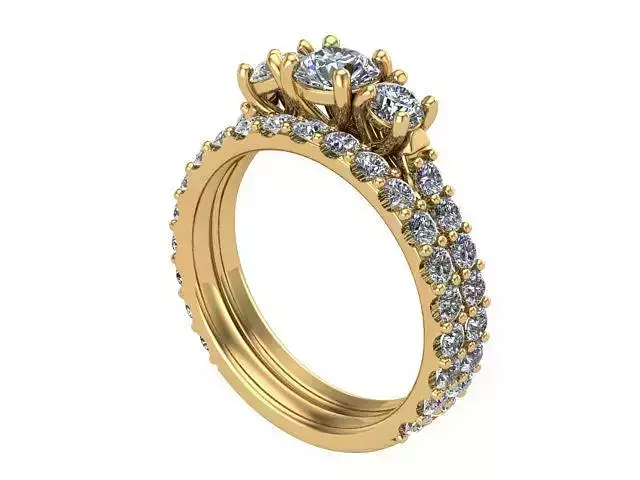 Golden Diamond Wedding Set