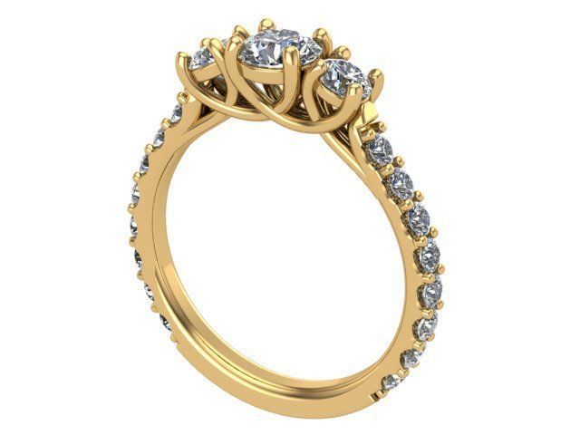 Golden Diamond Wedding Set 3D print model_5