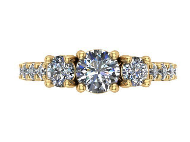 Golden Diamond Wedding Set 3D print model_6