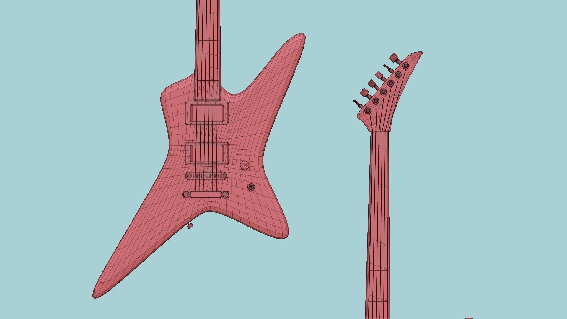 Electric Guitar I09 Light Wood - Music Instrument Design Free low-poly 3D model_18