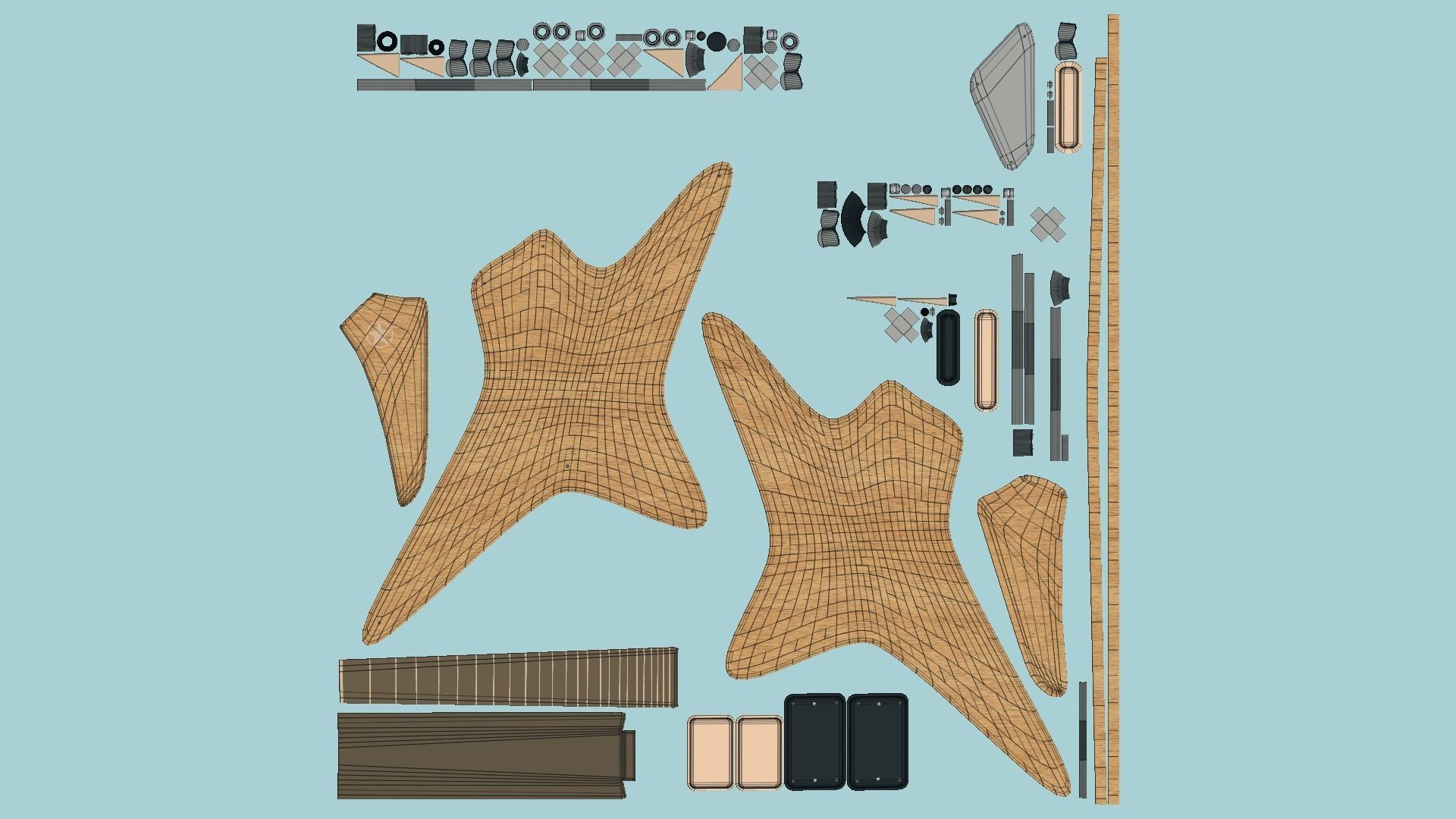 Electric Guitar I09 Light Wood - Music Instrument Design Free low-poly 3D model_5