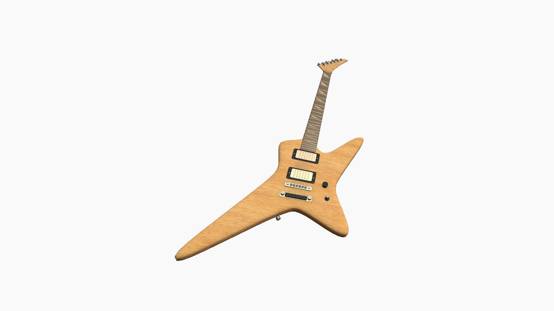 Electric Guitar I09 Light Wood - Music Instrument Design Free low-poly 3D model_2