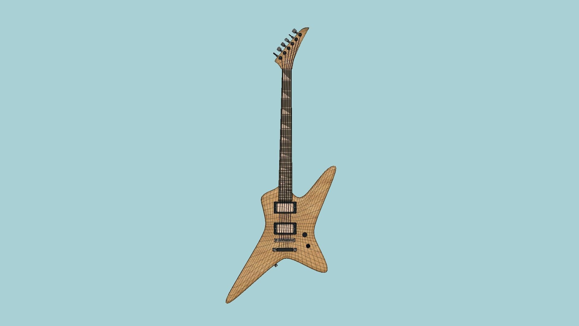 Electric Guitar I09 Light Wood - Music Instrument Design Free low-poly 3D model_6
