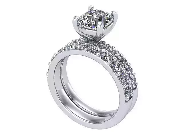 Cushion Square Cut Diamond Wedding Set