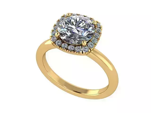 Round Cushion  Cut Golden Engagement Ring