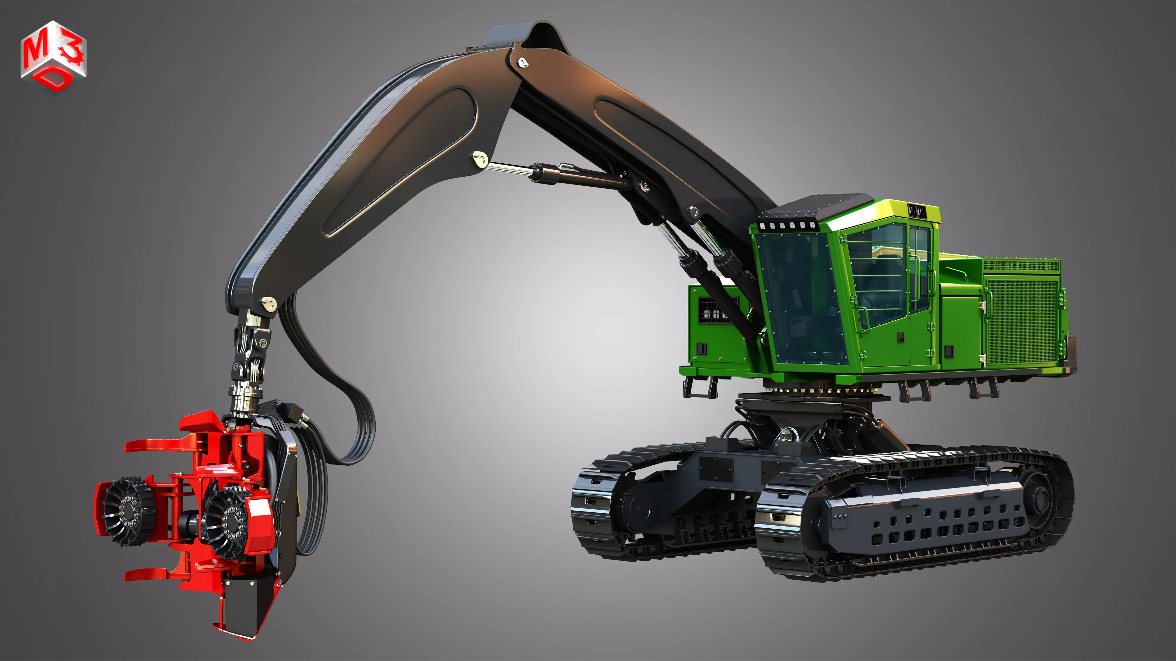 959MH Tracked Harvester 3D model_0