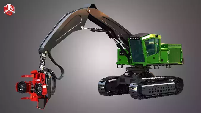 959MH Tracked Harvester 3D model
