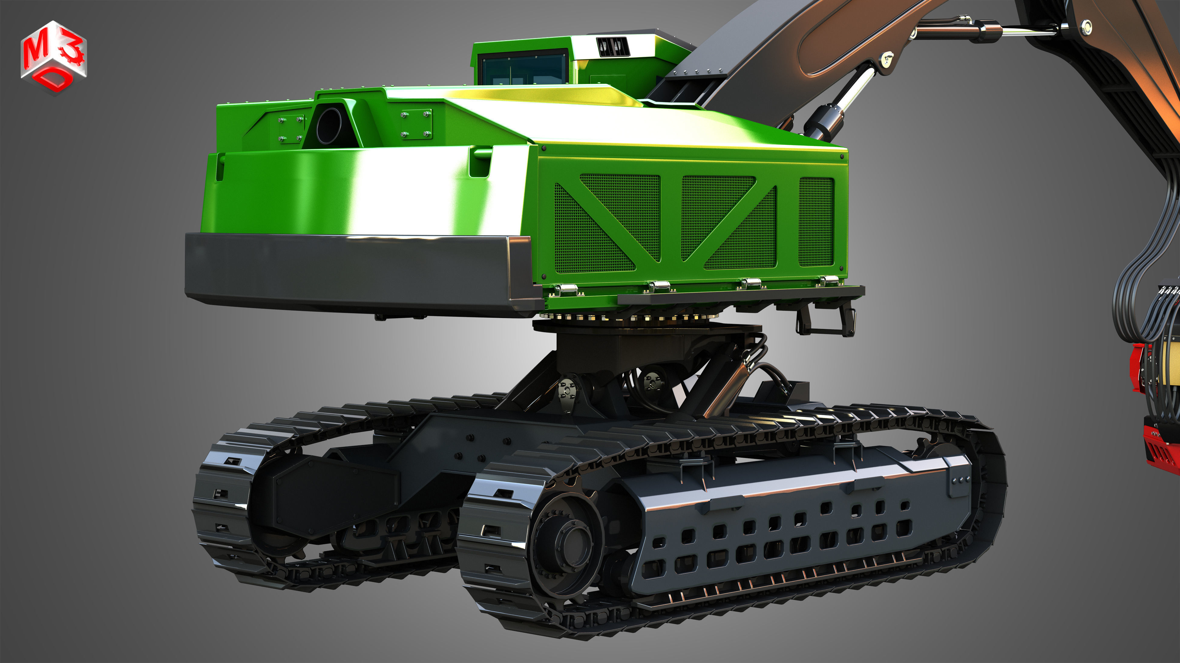 959MH Tracked Harvester 3D model_5