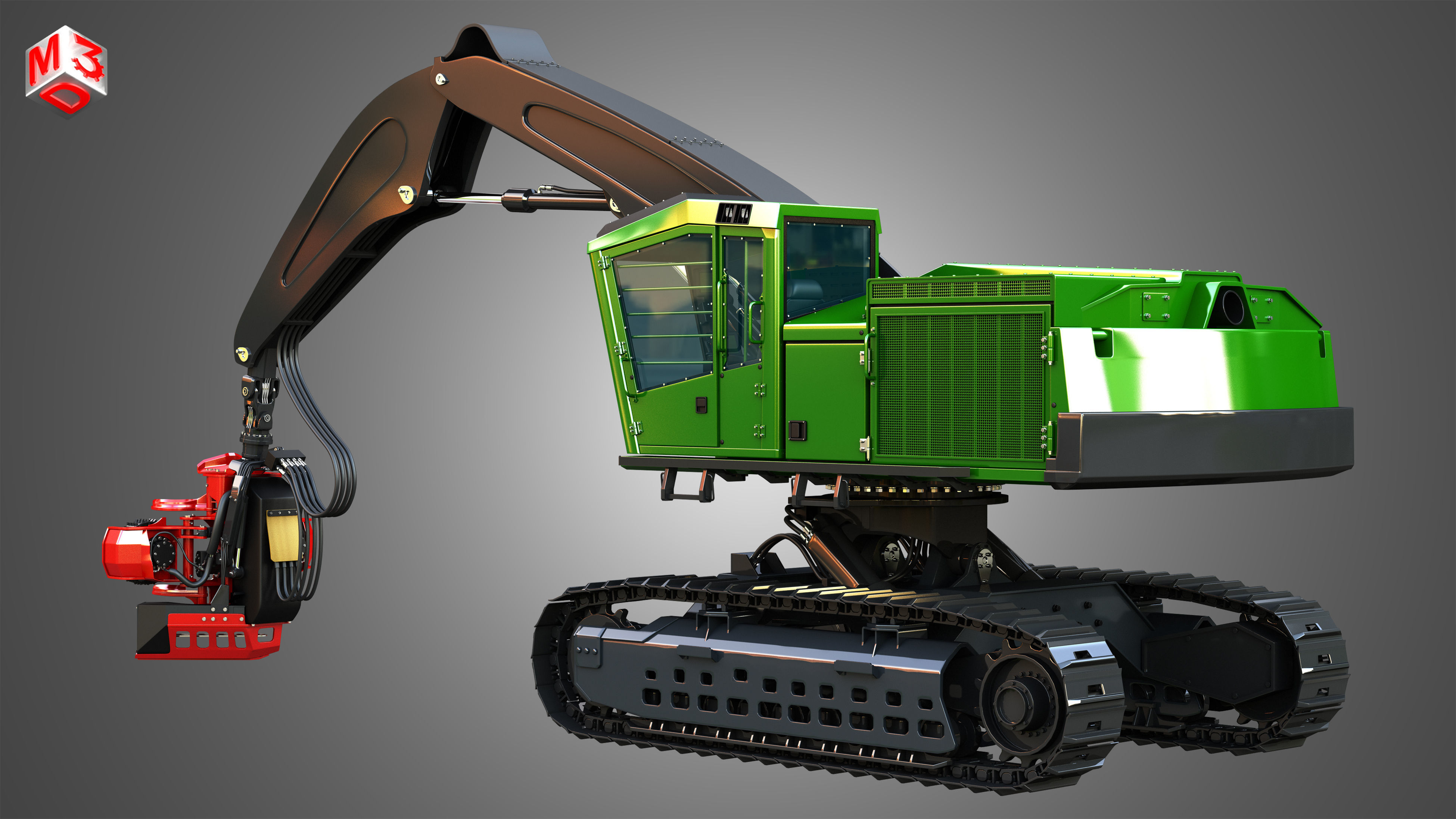 959MH Tracked Harvester 3D model_8