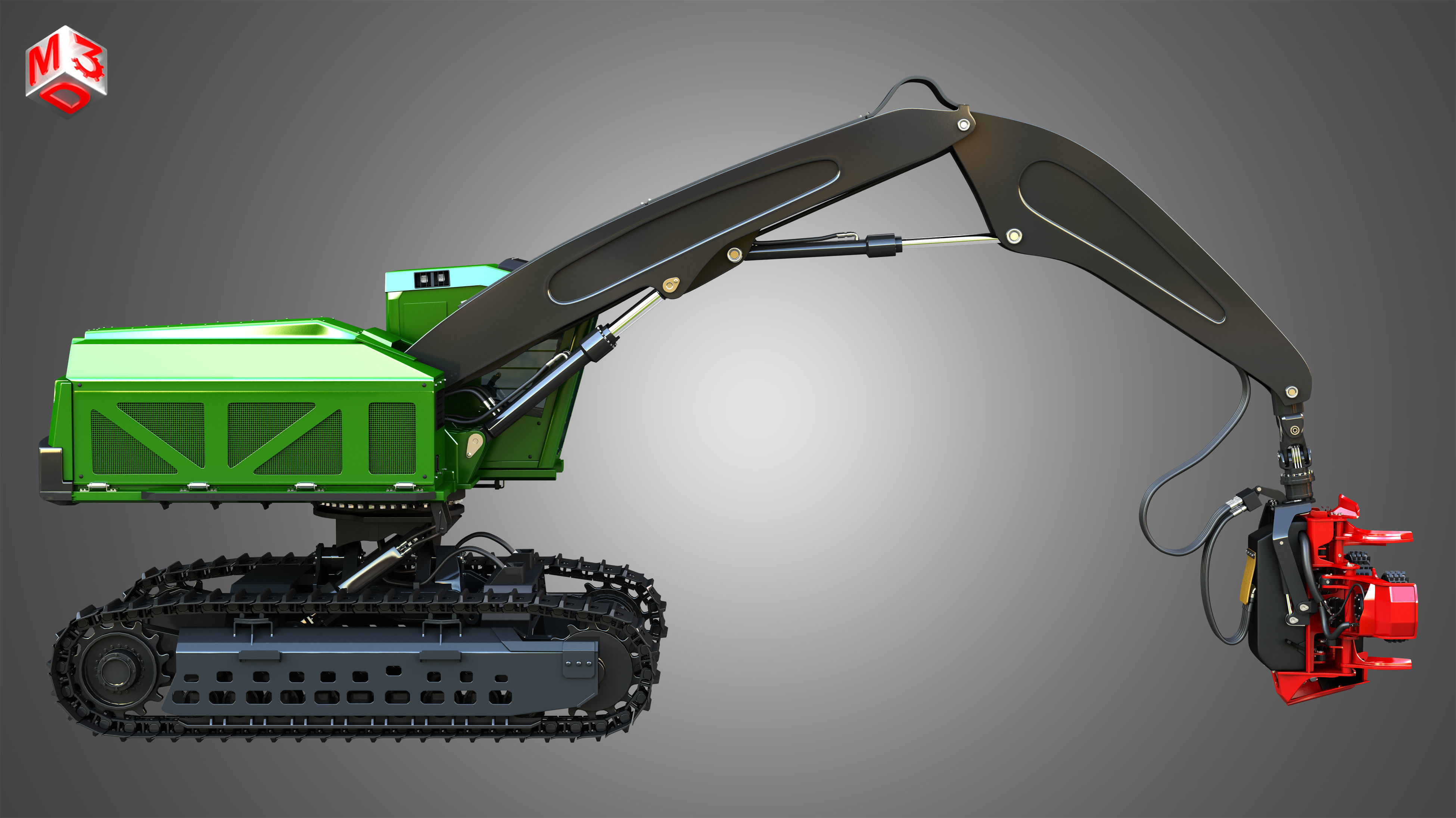 959MH Tracked Harvester 3D model_11