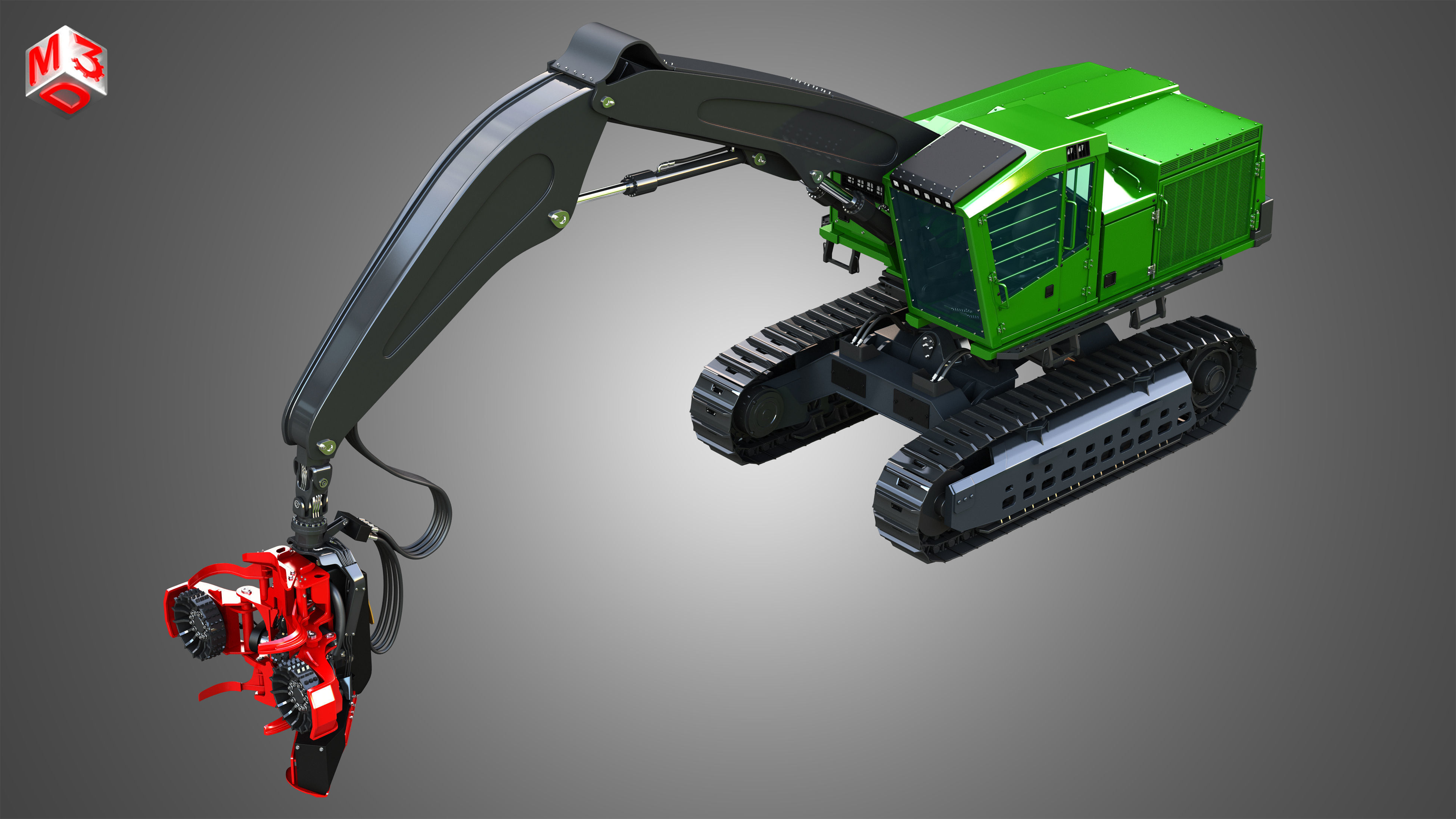 959MH Tracked Harvester 3D model_19