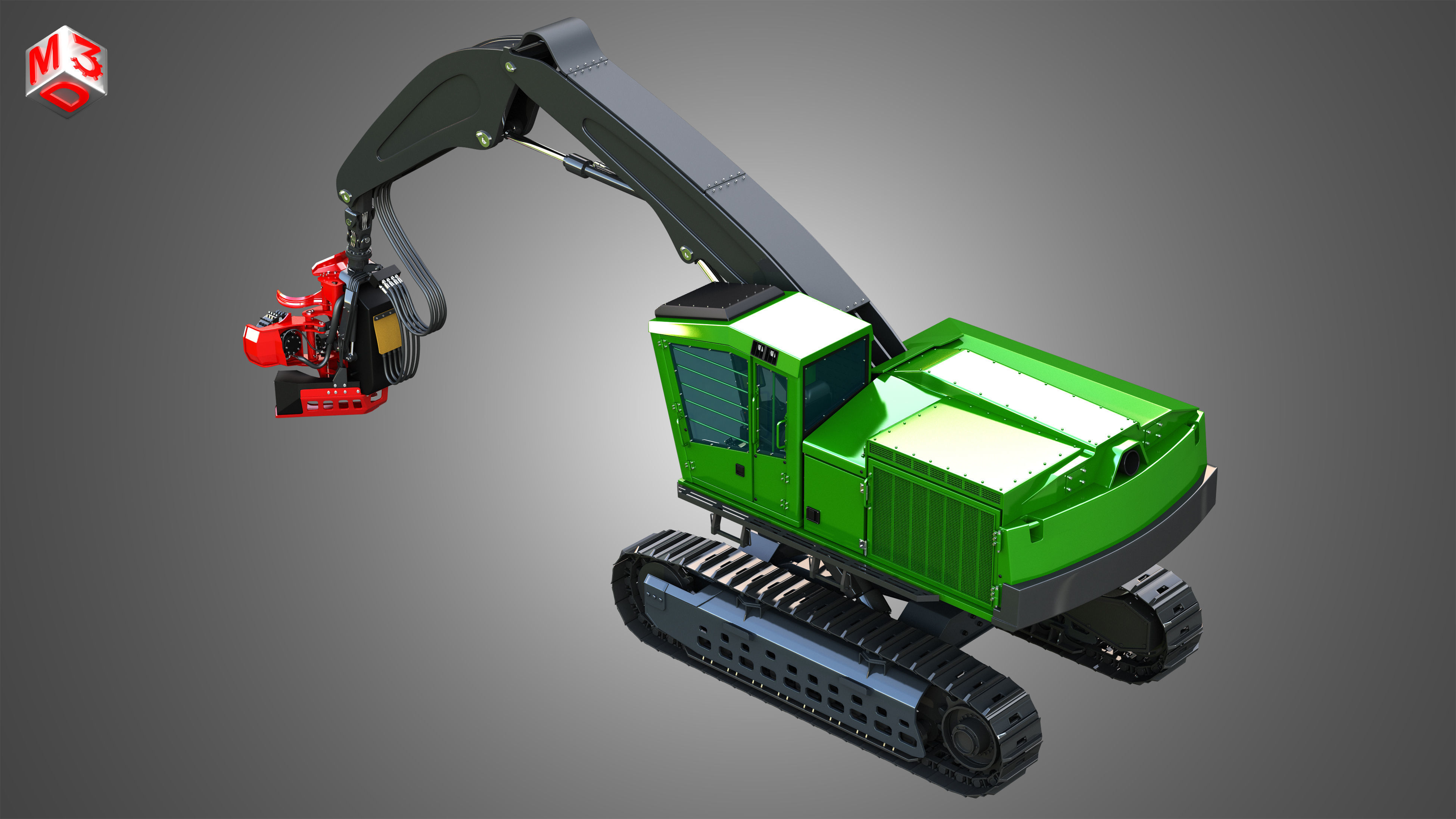 959MH Tracked Harvester 3D model_22