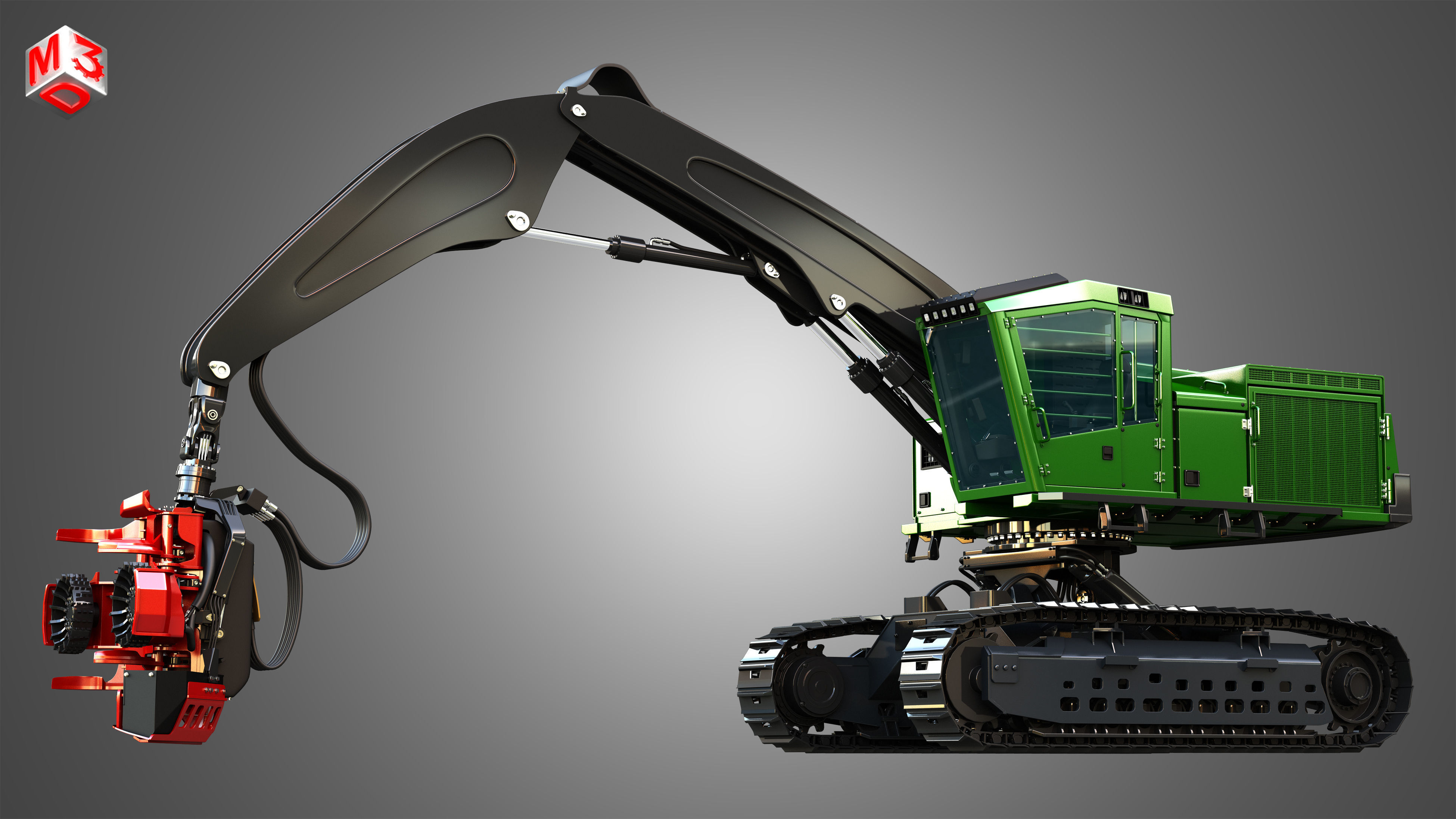 959MH Tracked Harvester 3D model_12