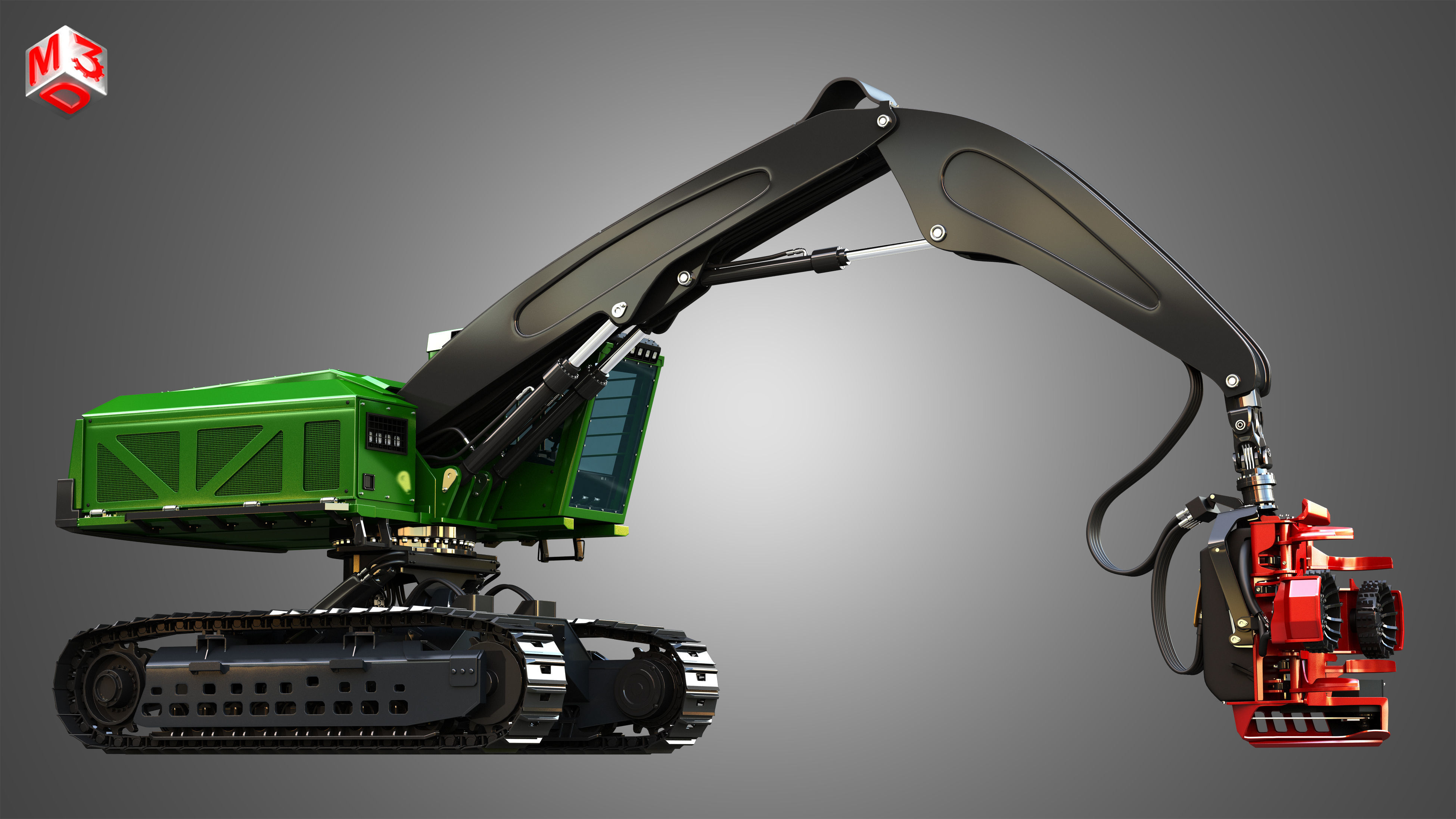 959MH Tracked Harvester 3D model_15
