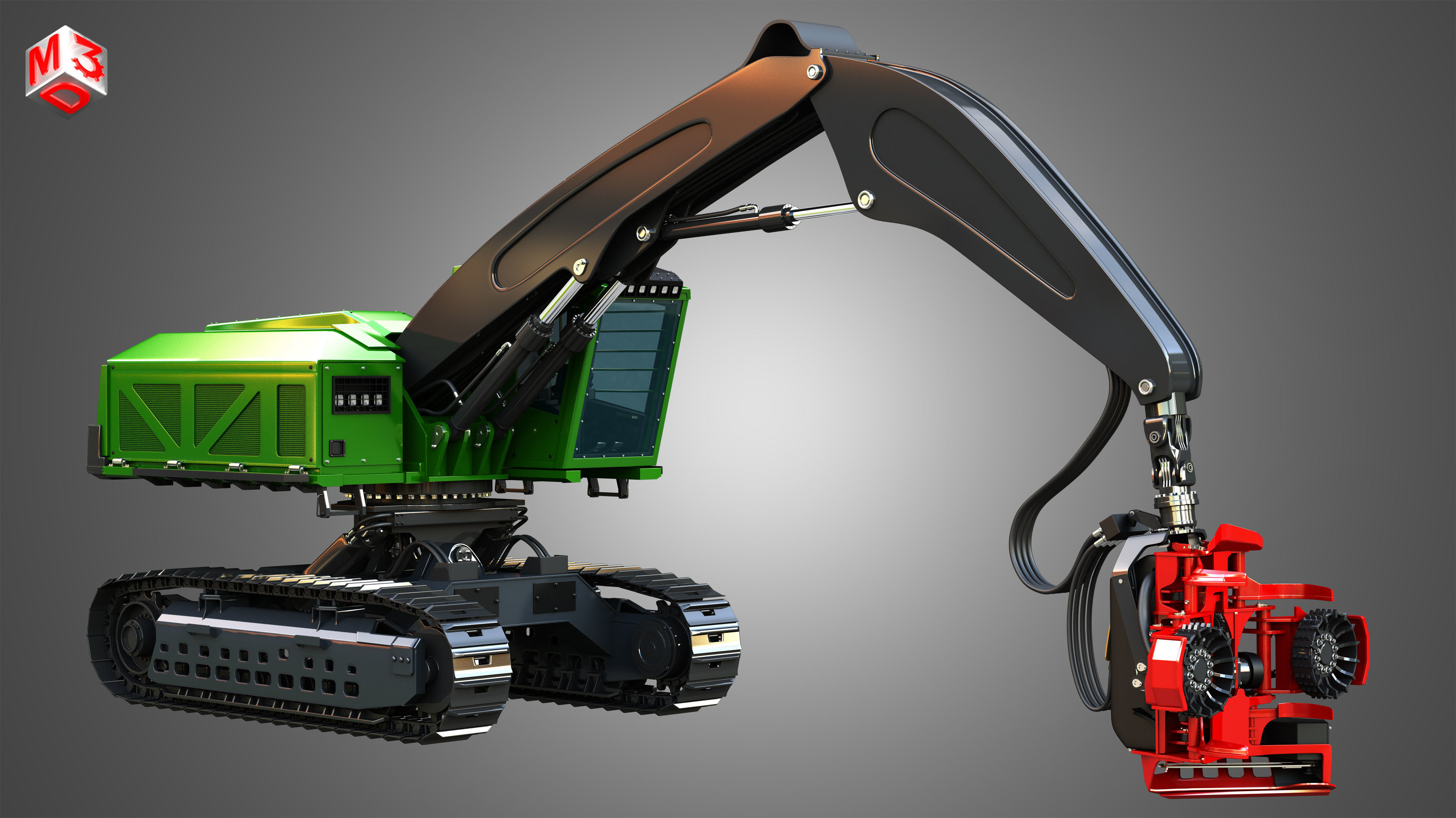 959MH Tracked Harvester 3D model_6