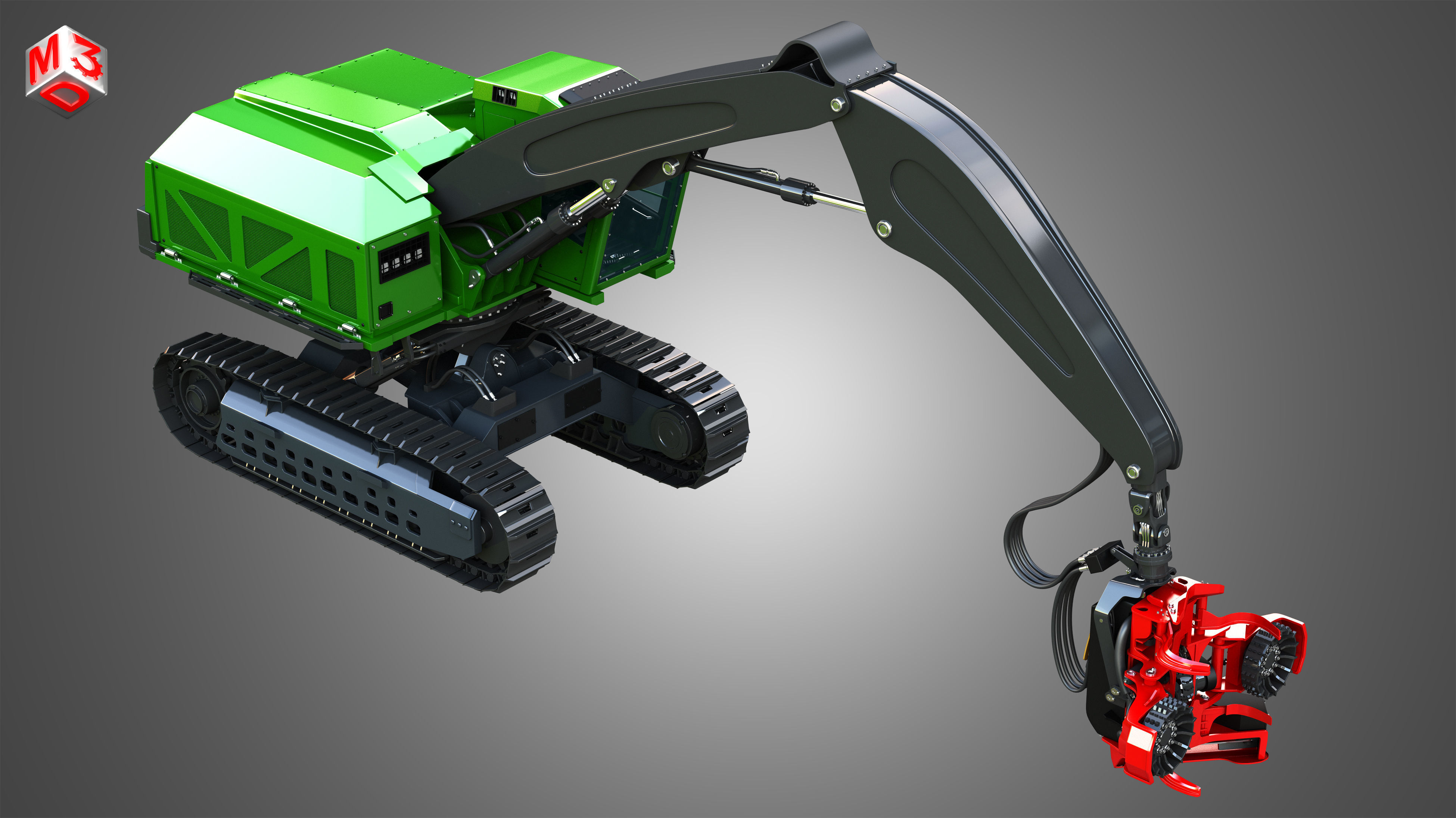 959MH Tracked Harvester 3D model_21