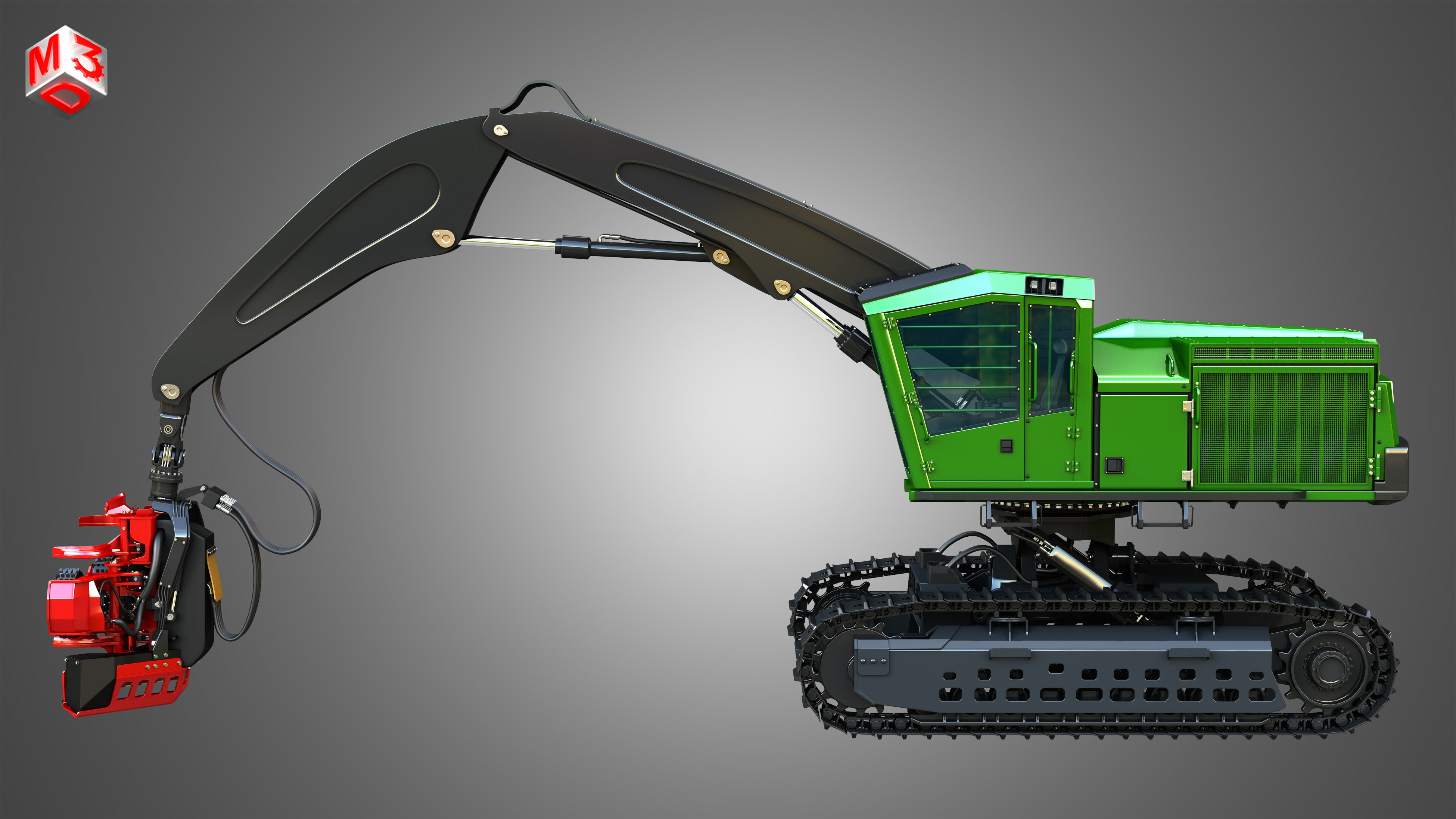 959MH Tracked Harvester 3D model_10