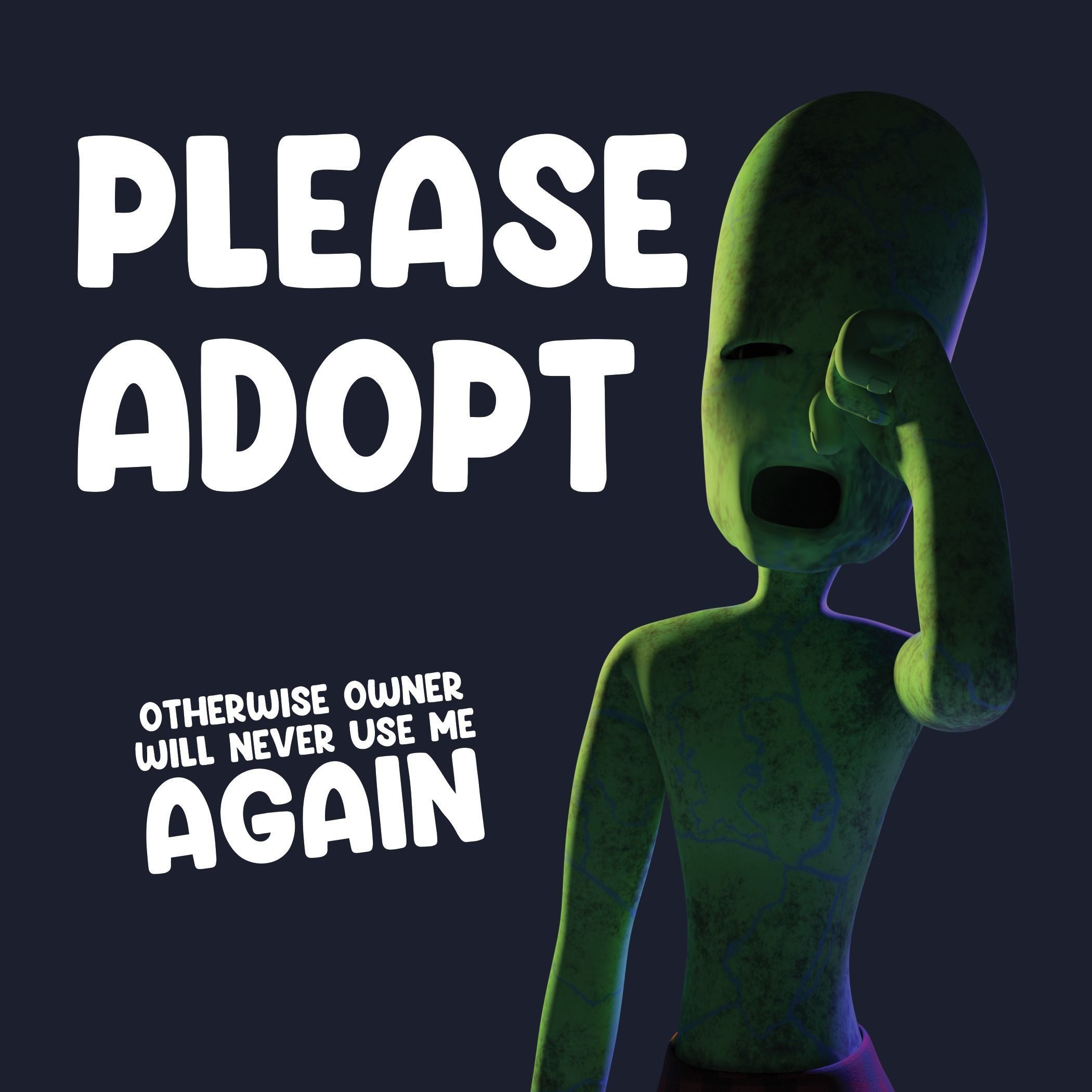 Cute creature with rig 3D model_5