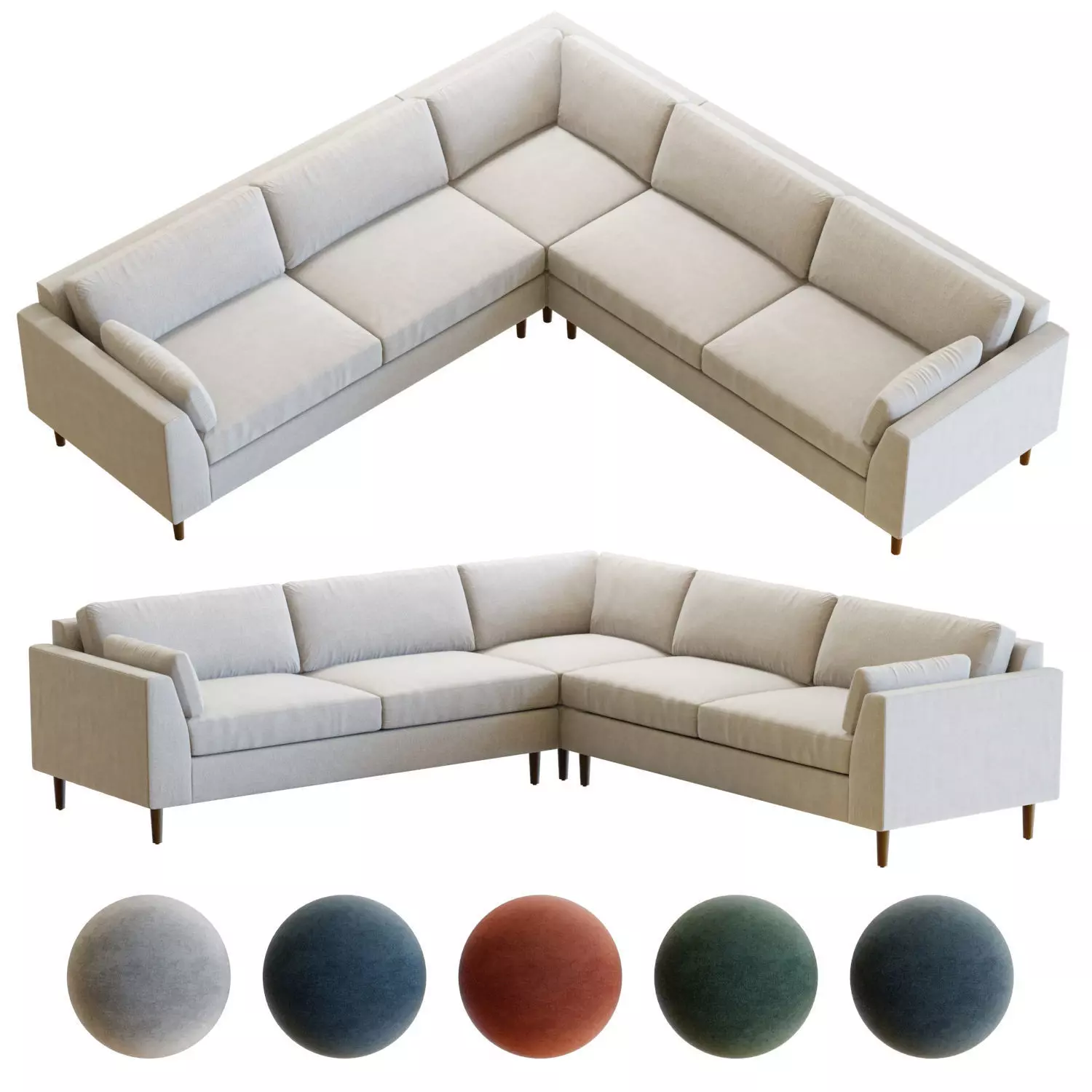Crate and Barrel Avondale 3-Piece Sectional 3D model_0